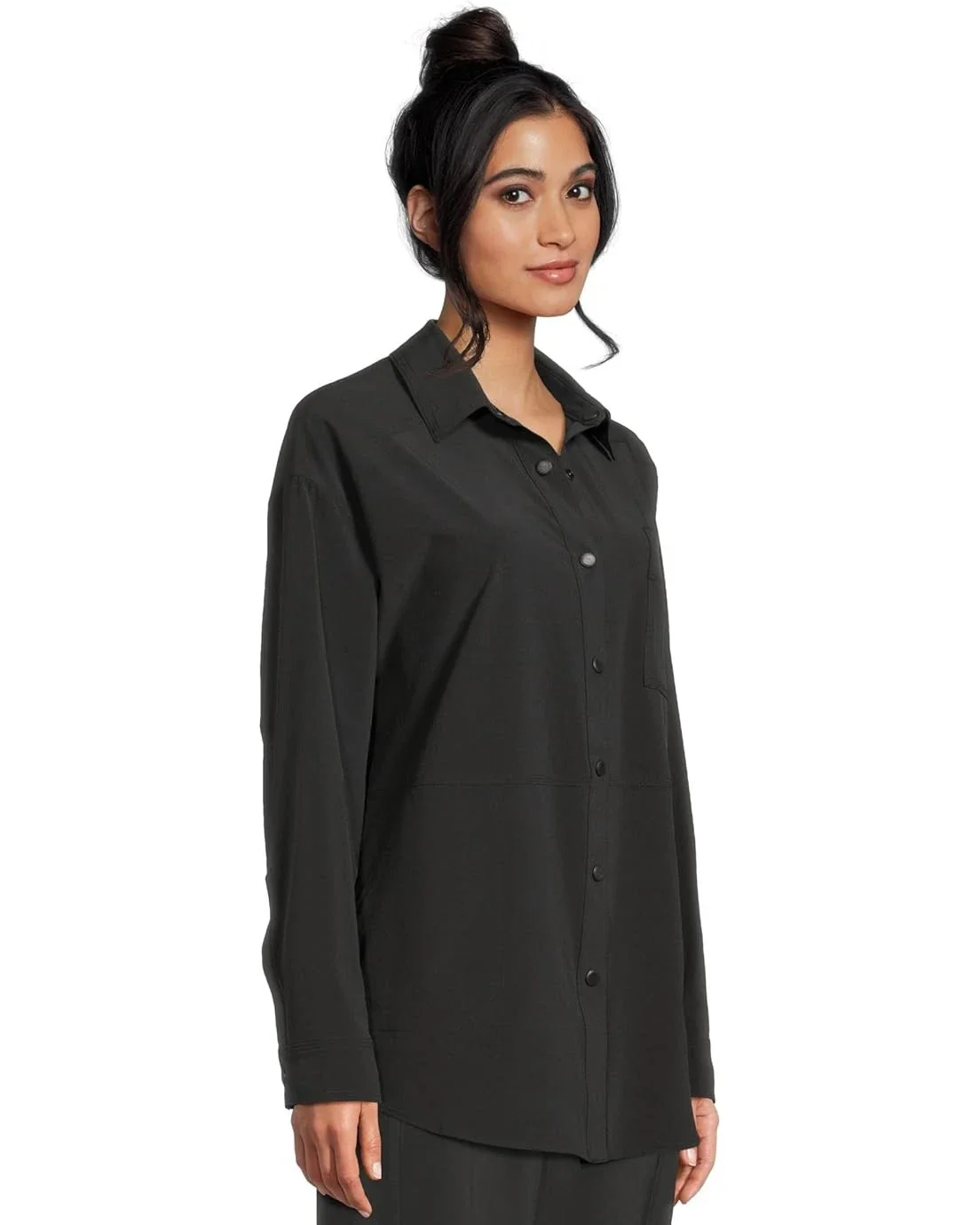 prAna Railay Shirt Women Black Long Sleeve Button-Up Collar Oversized DDR2391 - Image 2