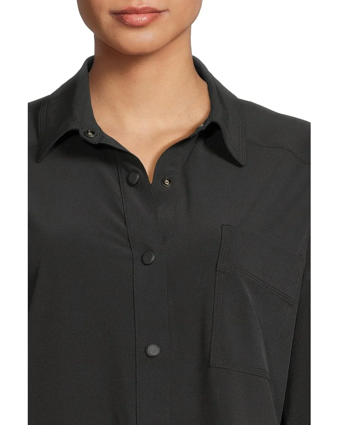 prAna Railay Shirt Women Black Long Sleeve Button-Up Collar Oversized DDR2391 - Image 5