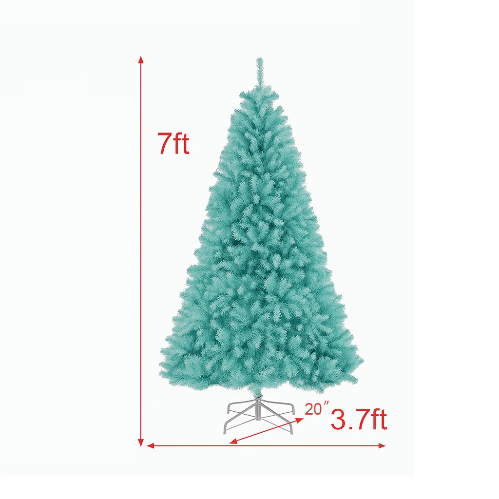 Pre-Lit Blue Christmas Tree with Foldable Metal Stand - Image 3
