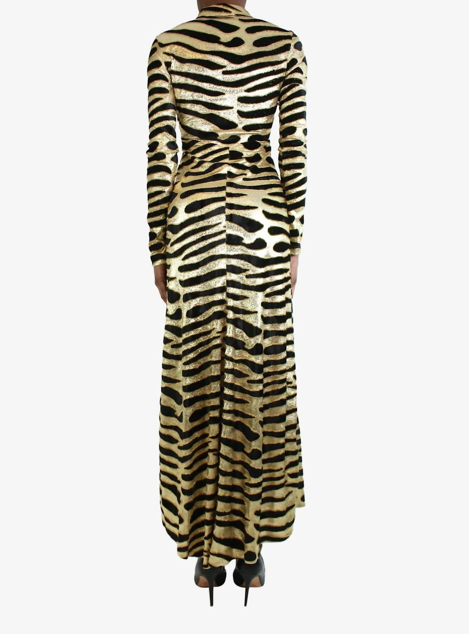 Pre-Loved Animal Print Maxi Dress In Gold/black - Image 3