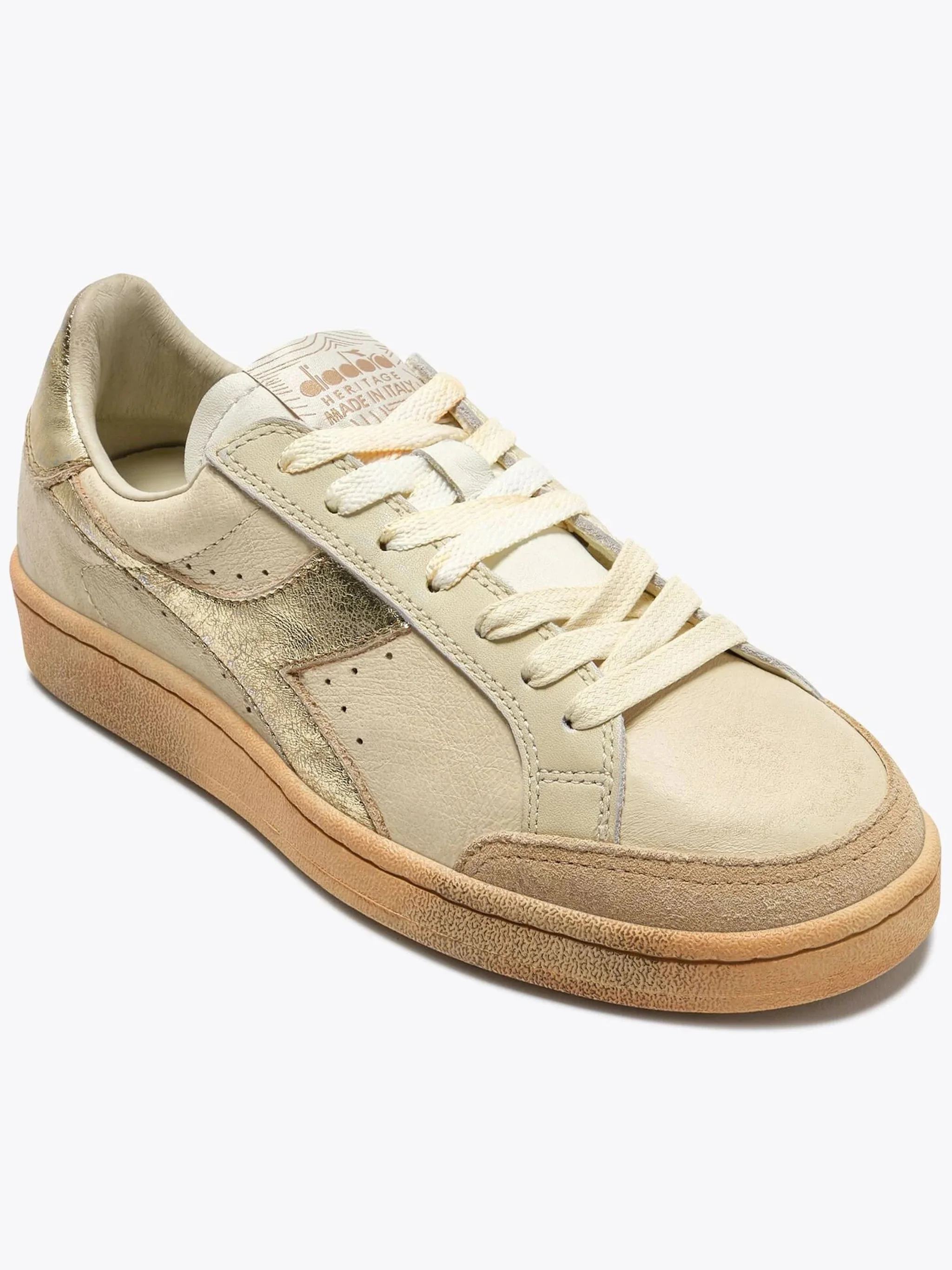 Prestige Aged Italia Cream Gold Sneakers - Image 6