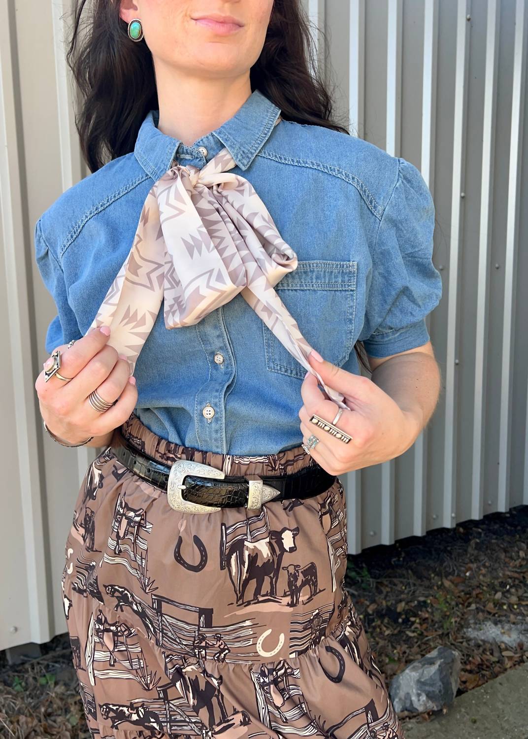 Princess Cut Denim Top In Blue