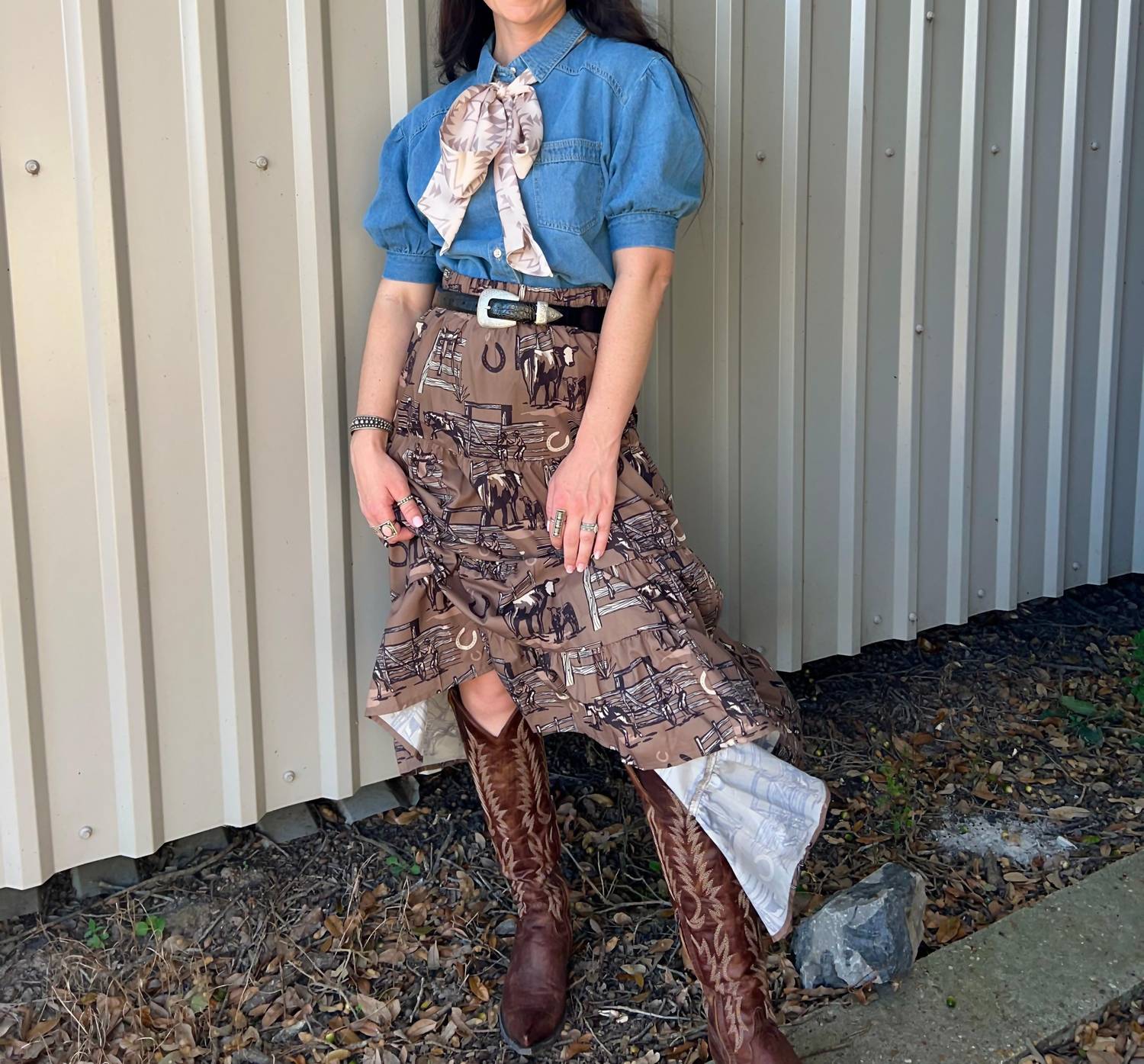Princess Cut Denim Top In Blue - Image 2