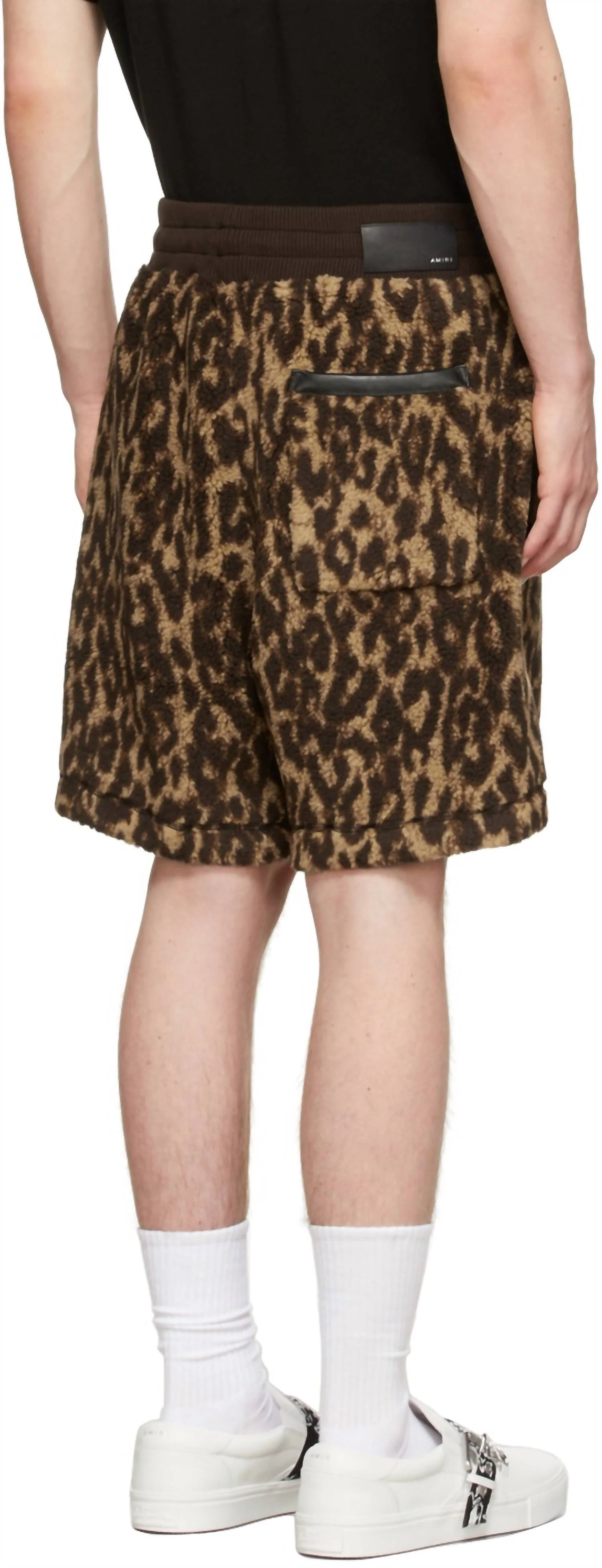 Printed Leopard Fleece Shorts In Brown/tan - Image 2