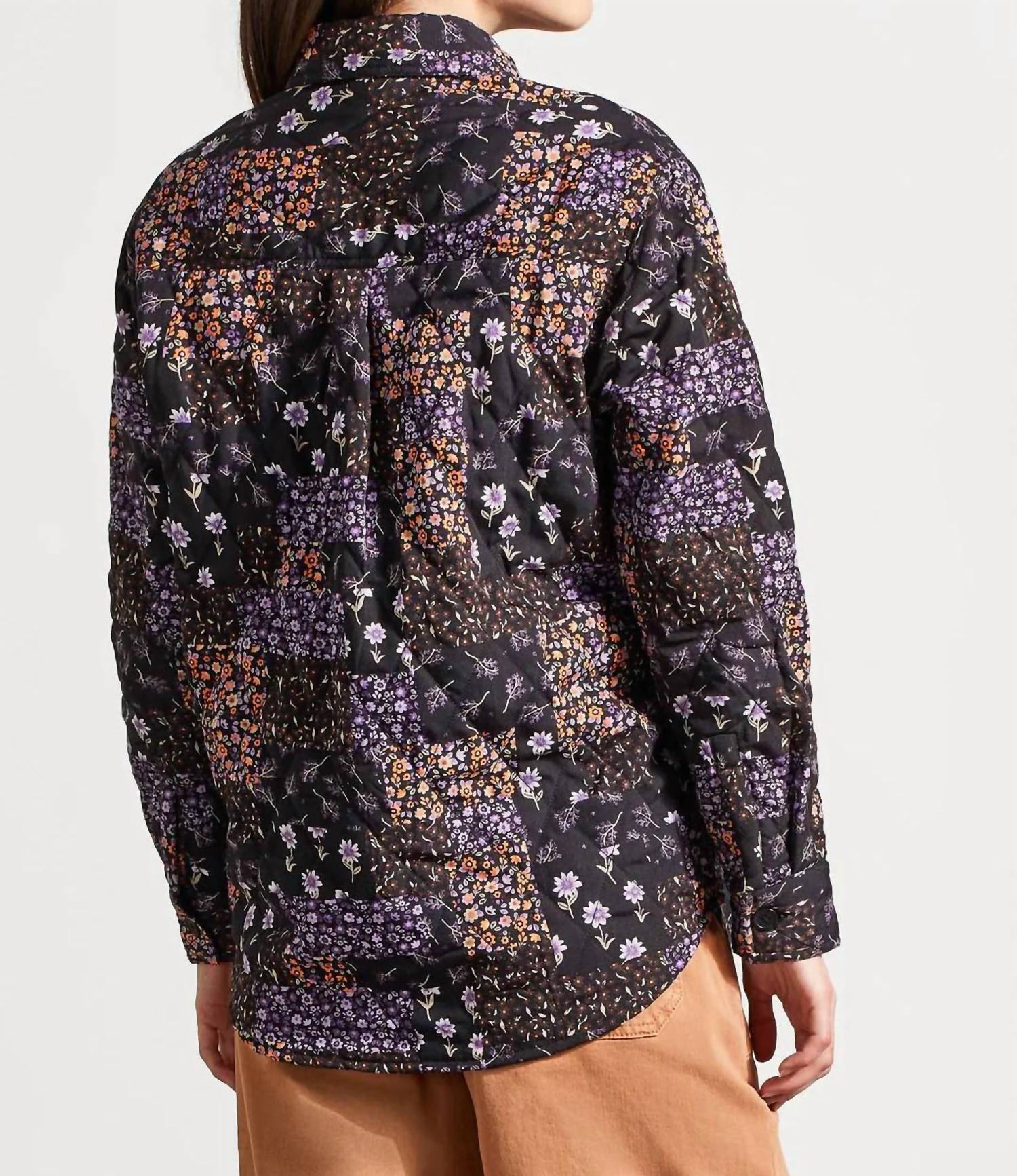 Printed Quilted Jacket In Black - Image 3