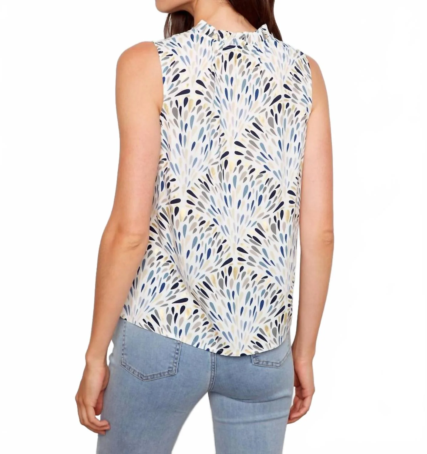 Printed Sleeveless Blouse In Zephyr - Image 3