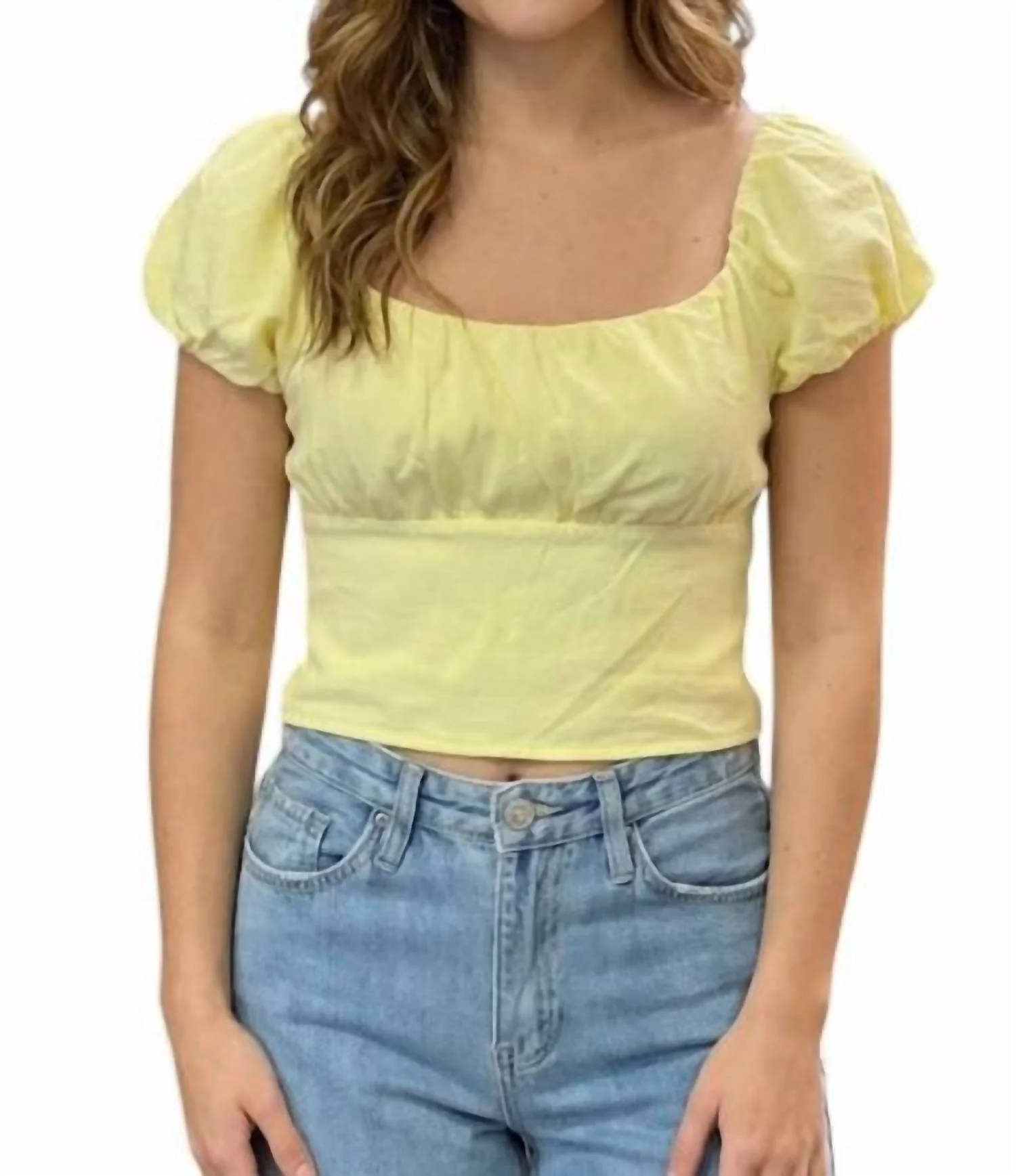 Puff Sleeve Top In Yellow