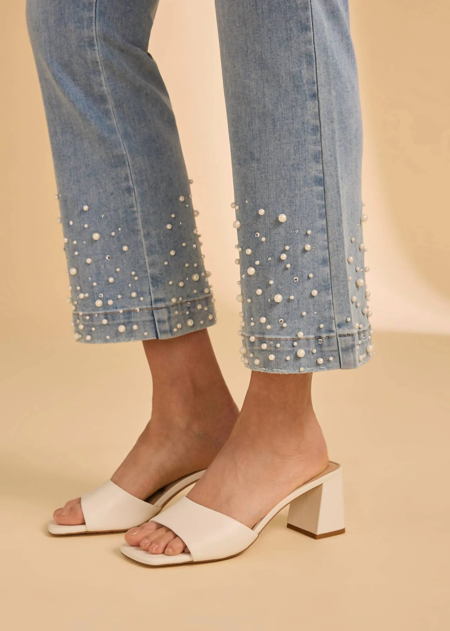 Pull-On Boot Crop Denim Jeans In Medium Blue - Image 2