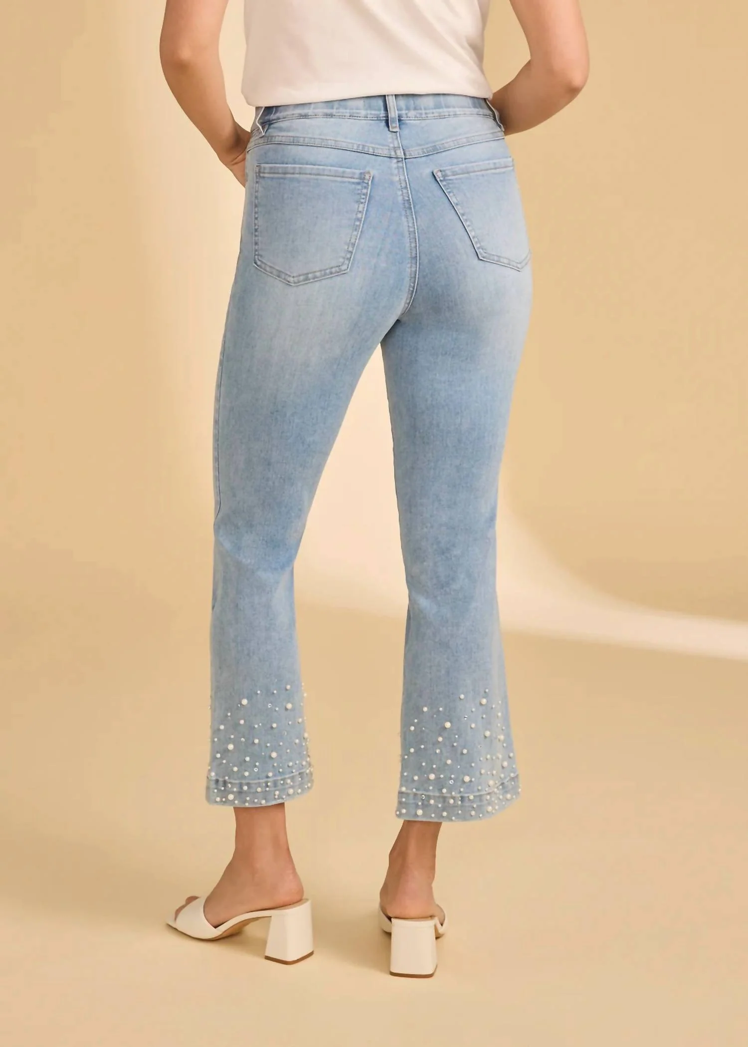 Pull-On Boot Crop Denim Jeans In Medium Blue - Image 3