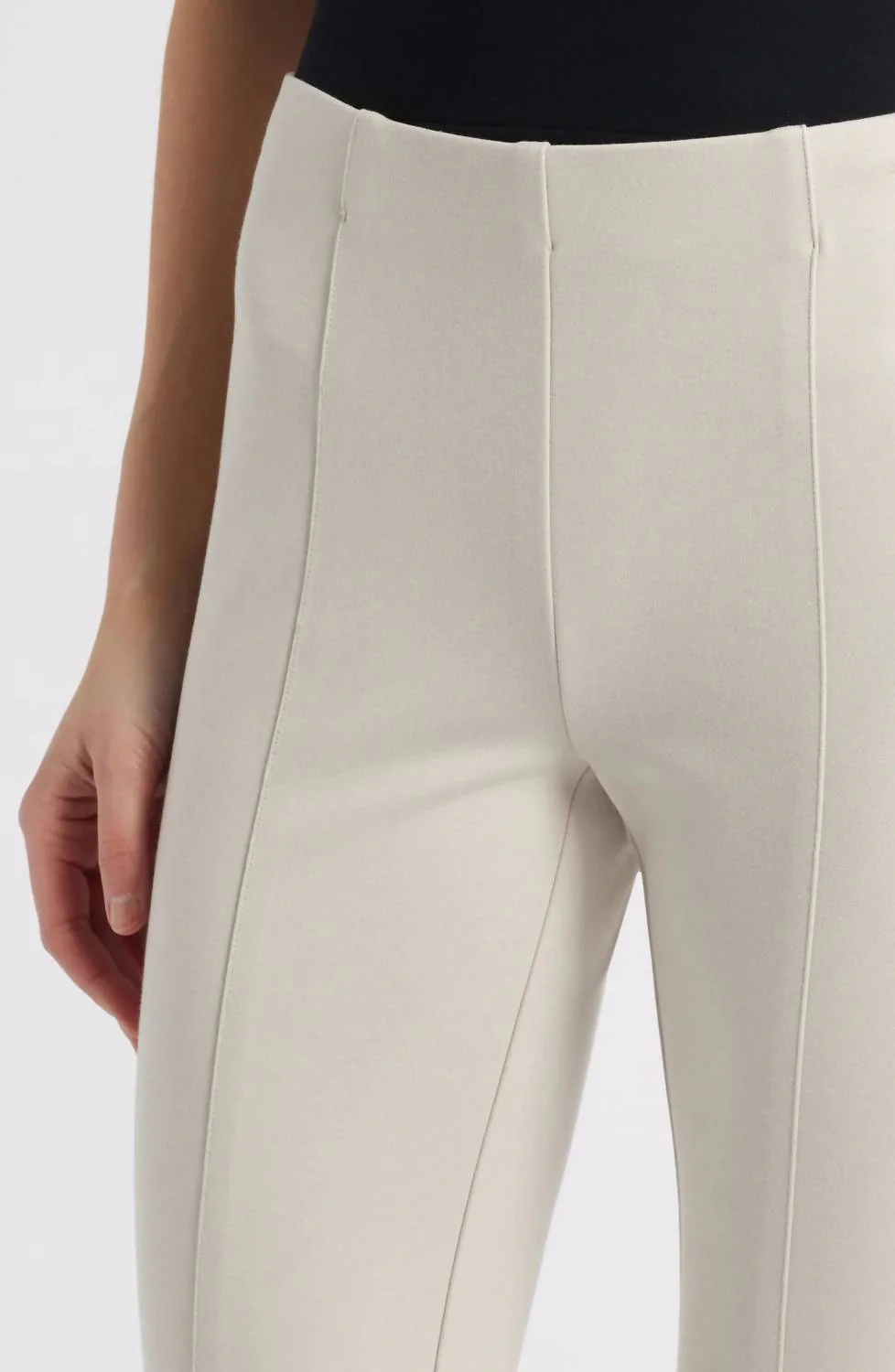 Pull On Ponte Pant With Split Hem In Beige - Image 4