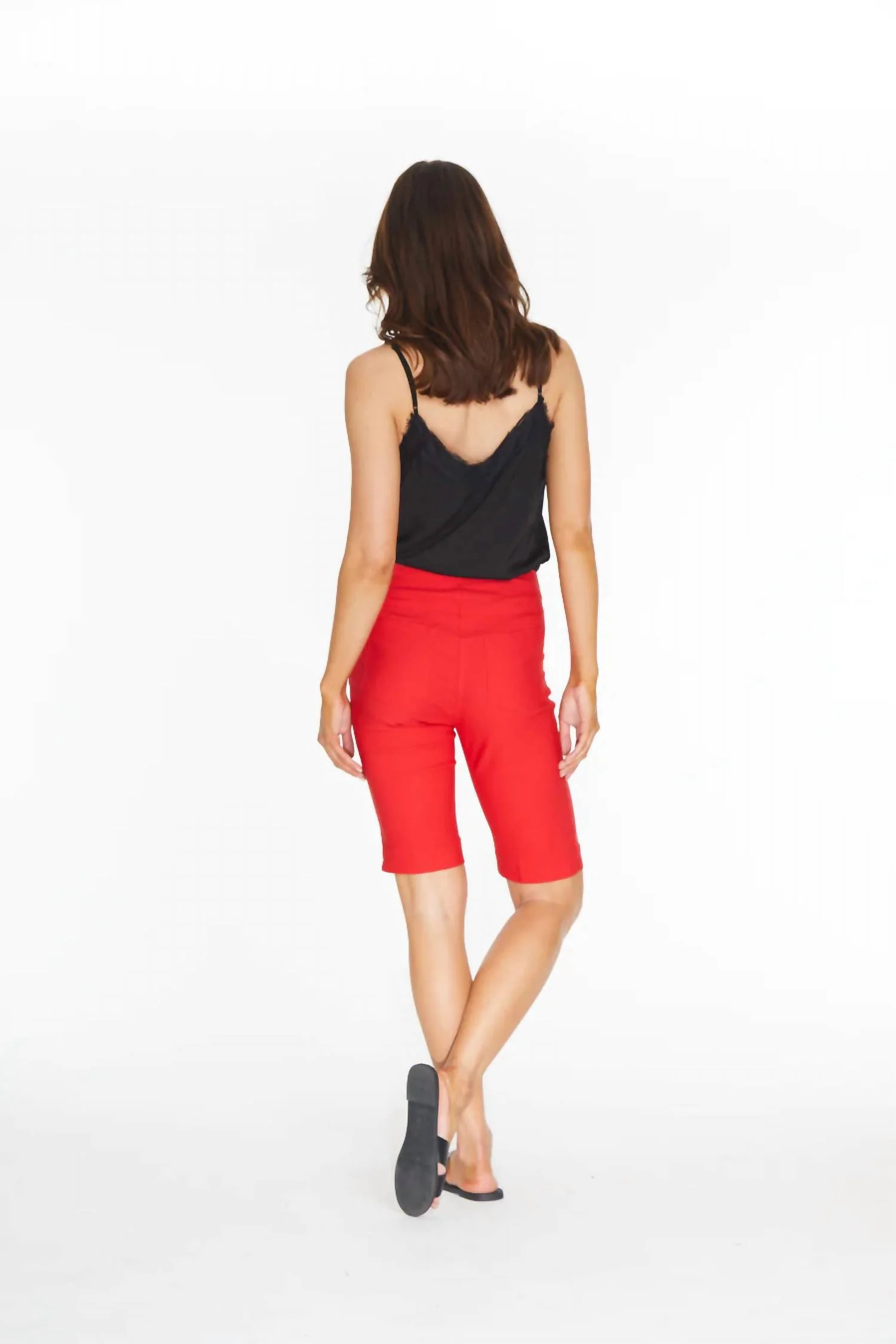 Pull On Walking Shorts In Red - Image 4