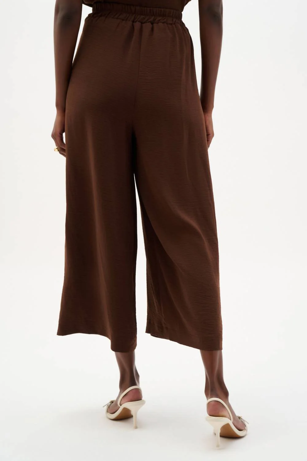 Pull-On Wide Leg Pants In Mahogany - Image 3