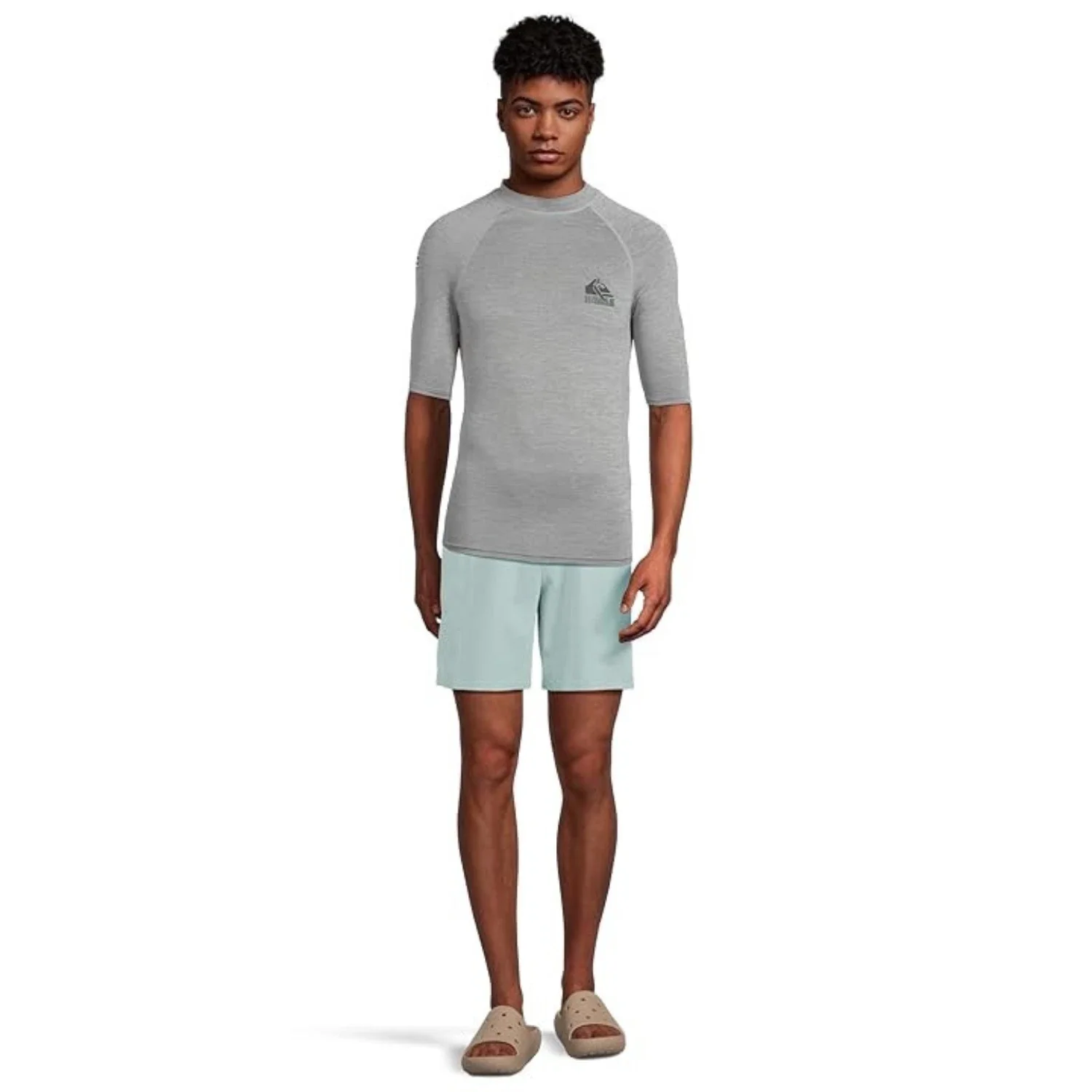 Quiksilver HI UP F50 Surf T-Shirt Men's Gray Heather Stretch Swimwear GBO1948 - Image 4