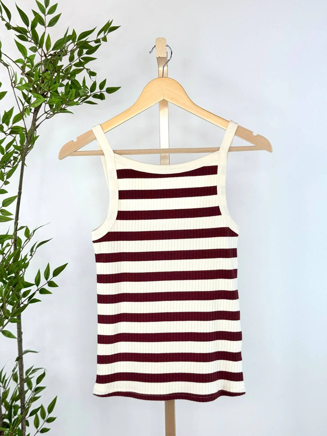Rachel Tank Top In Cream/cocoa Stripe - Image 2