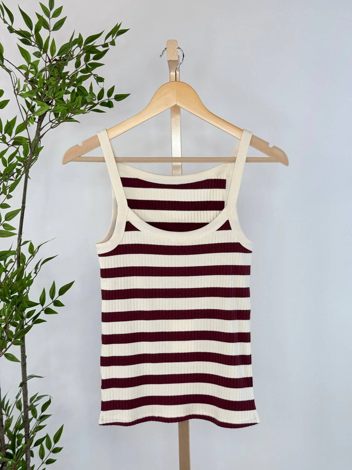 Rachel Tank Top In Cream/cocoa Stripe - Image 3