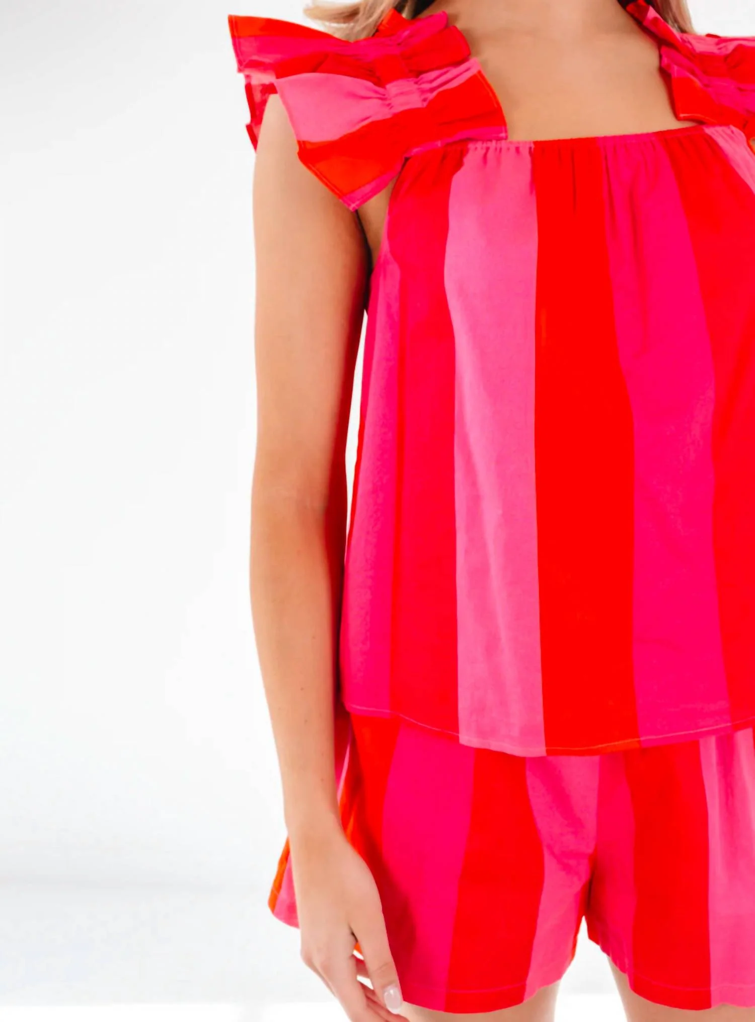 Rae Short Set In Pink And Orange - Image 3