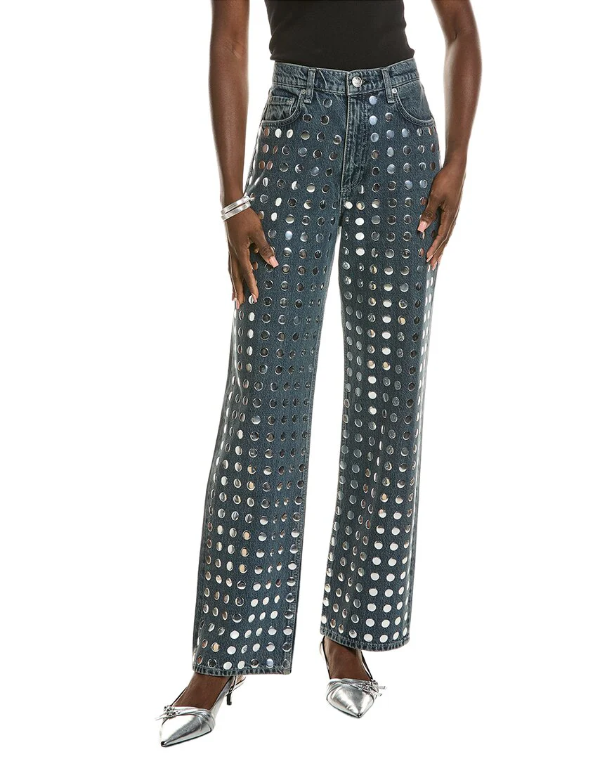 rag & bone Shea High-Rise Full Kingston Stud Relaxed Straight Jean