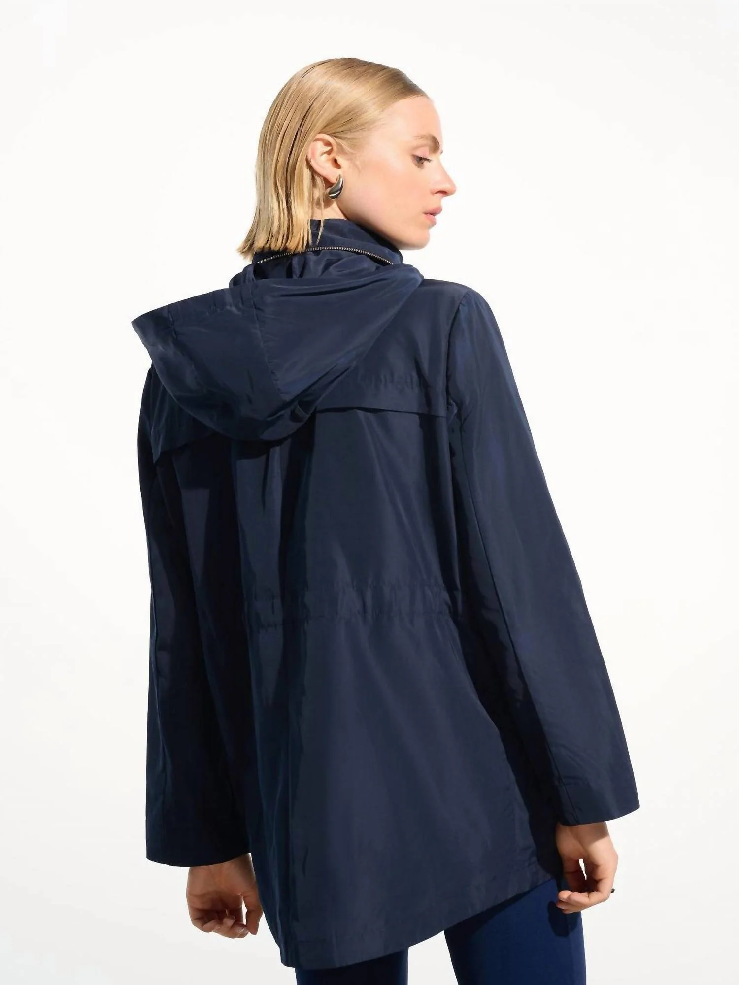 Rain Hooded Jacket In Indigo - Image 2