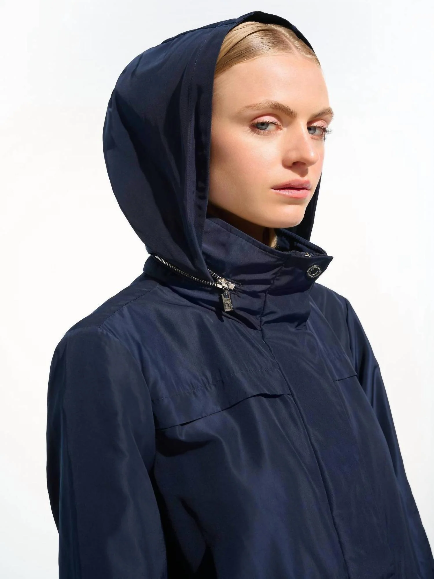 Rain Hooded Jacket In Indigo - Image 3