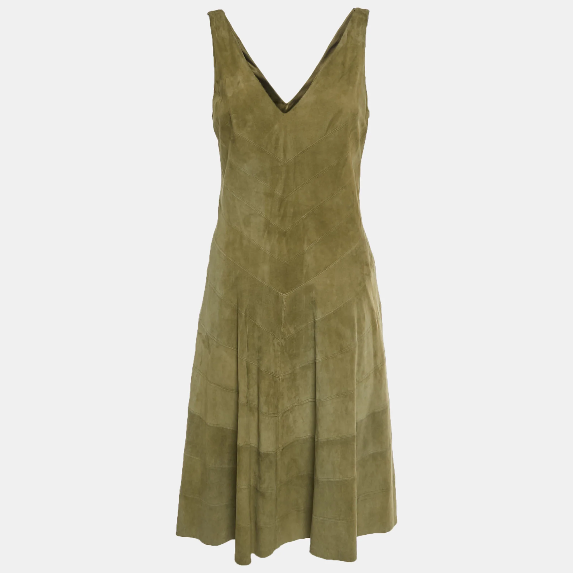 Ralph Lauren Green Suede V-Neck Mini Dress