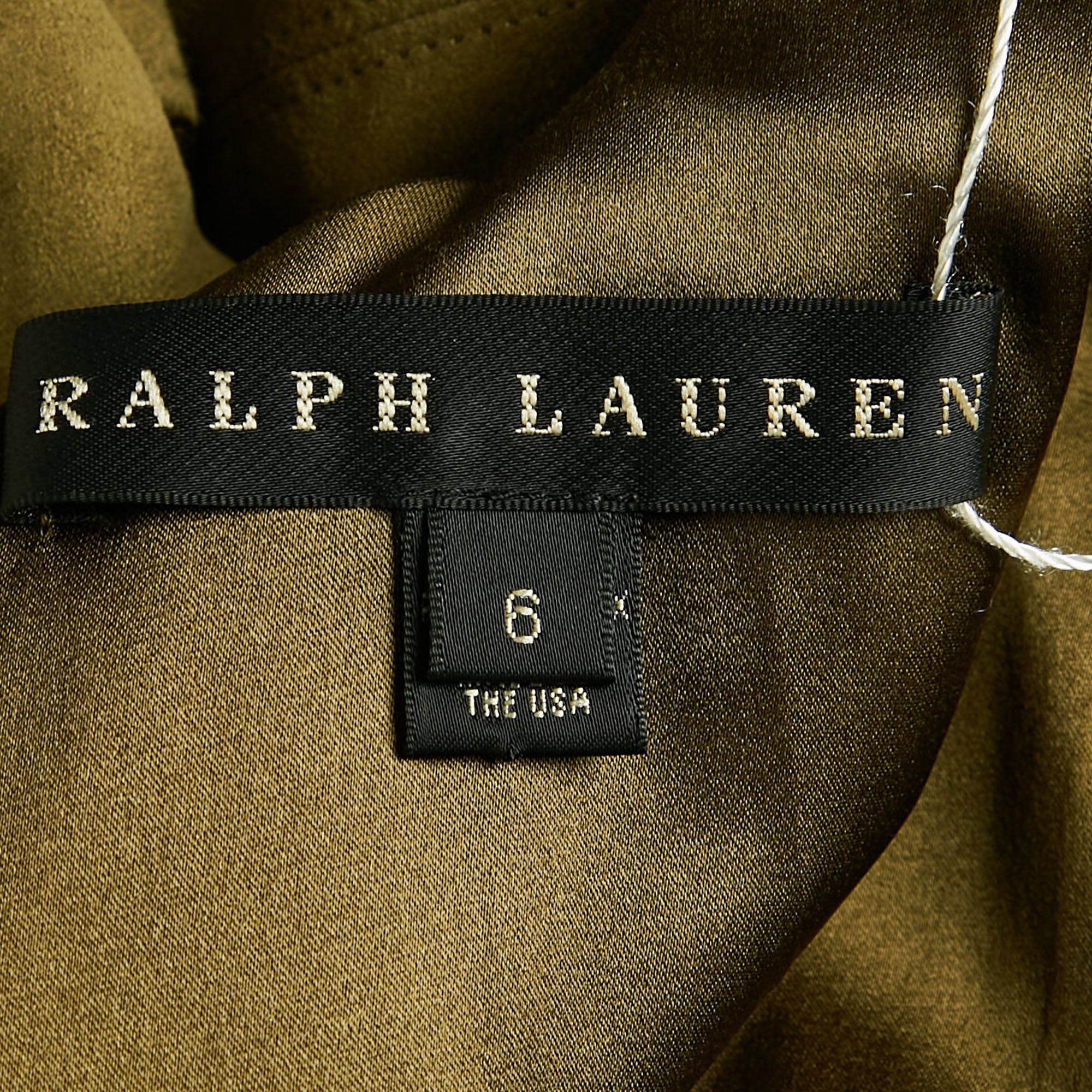 Ralph Lauren Green Suede V-Neck Mini Dress - Image 5
