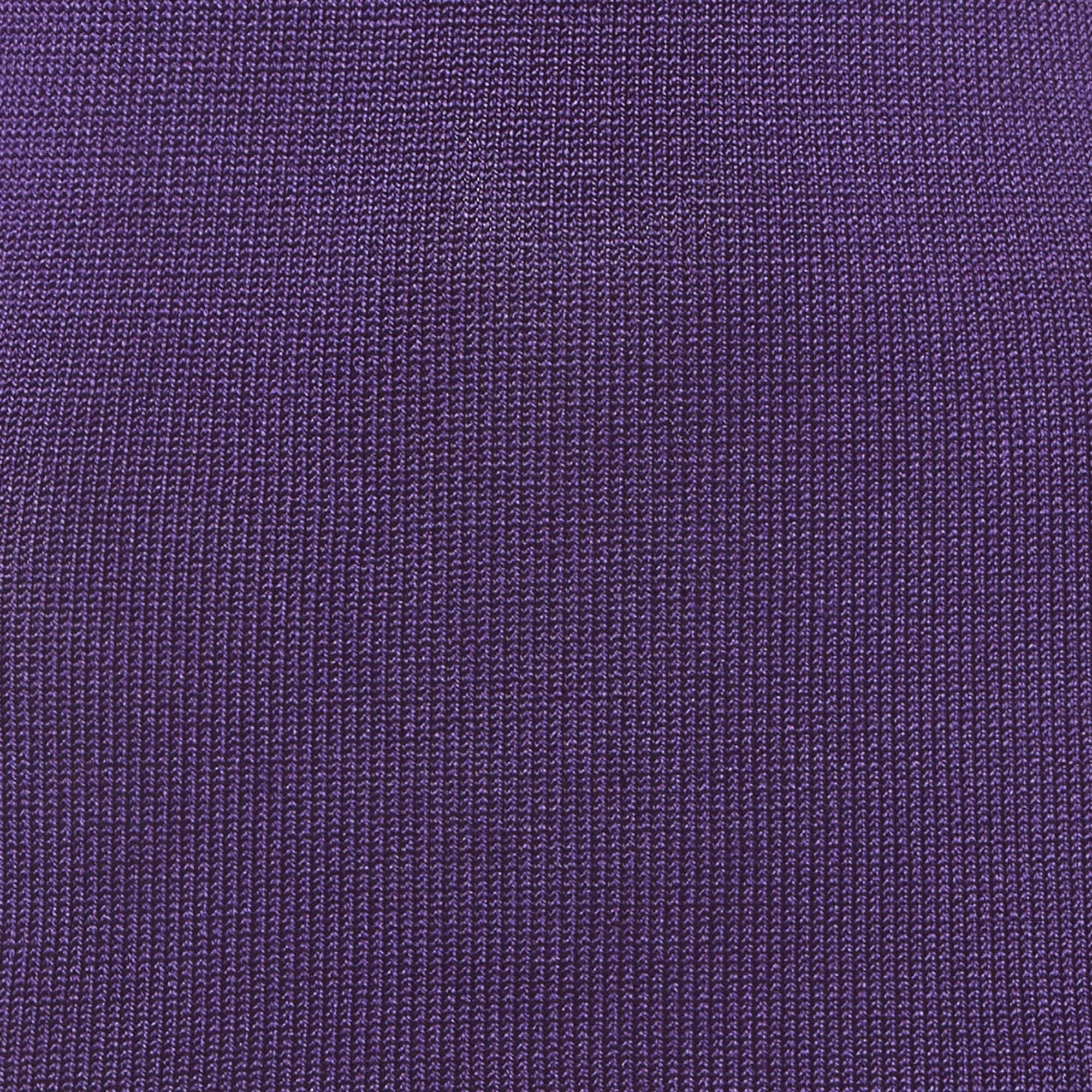 Ralph Lauren Purple Silk Knit One Shoulder Mini Dress - Image 4