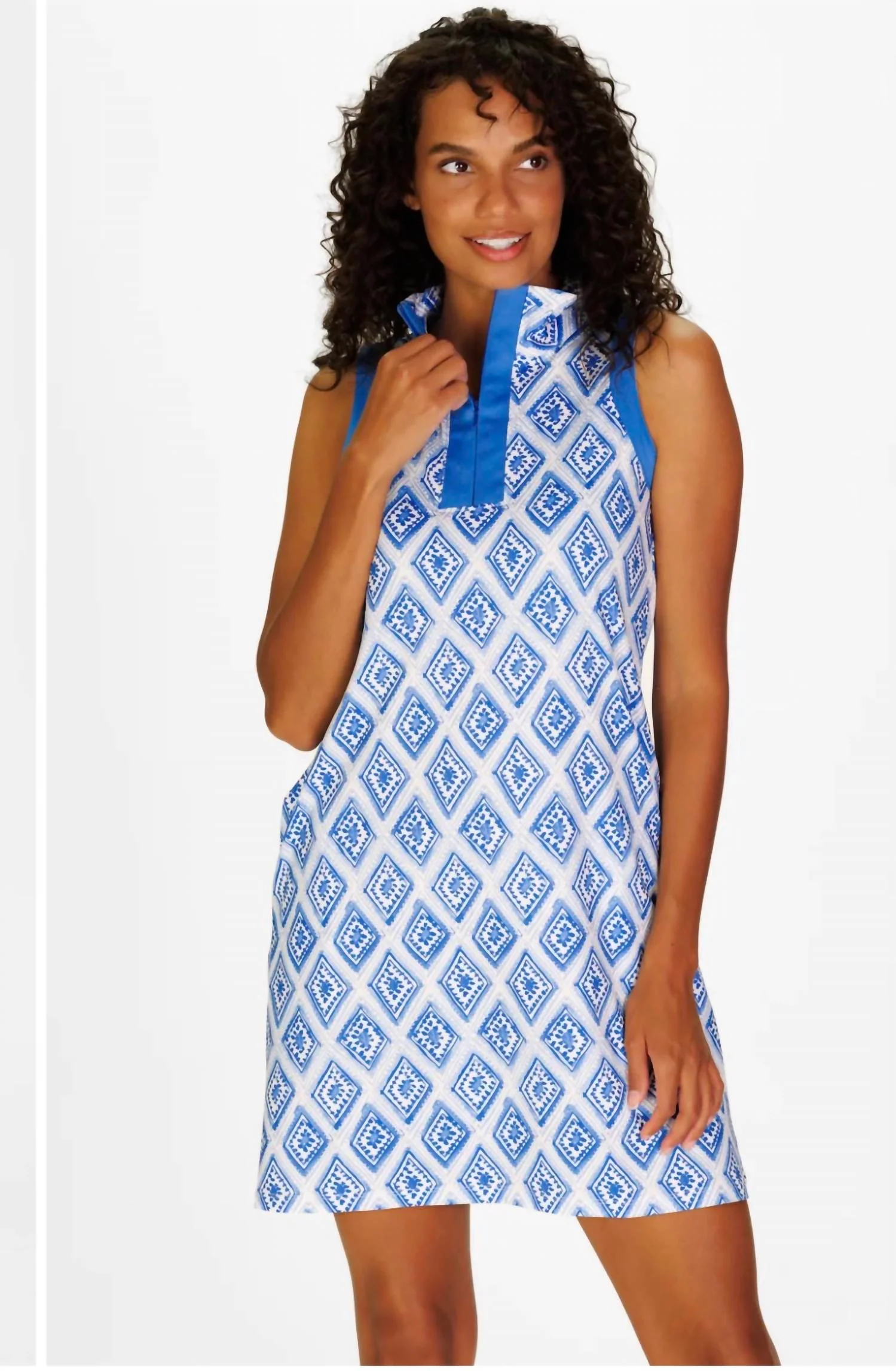 Raven Trellis Dress In Blue - Image 3