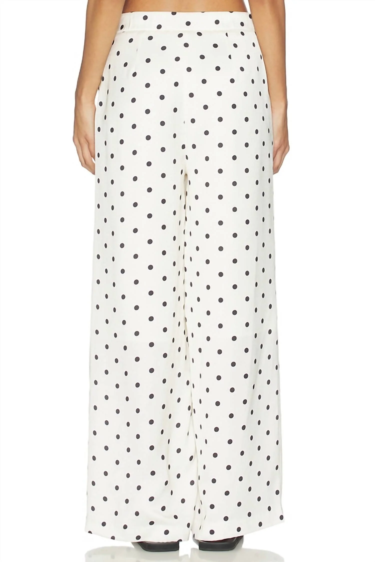 Ravyn Polka Dot Wide Leg Coordinating Satin Pants In Ivory Multi - Image 3