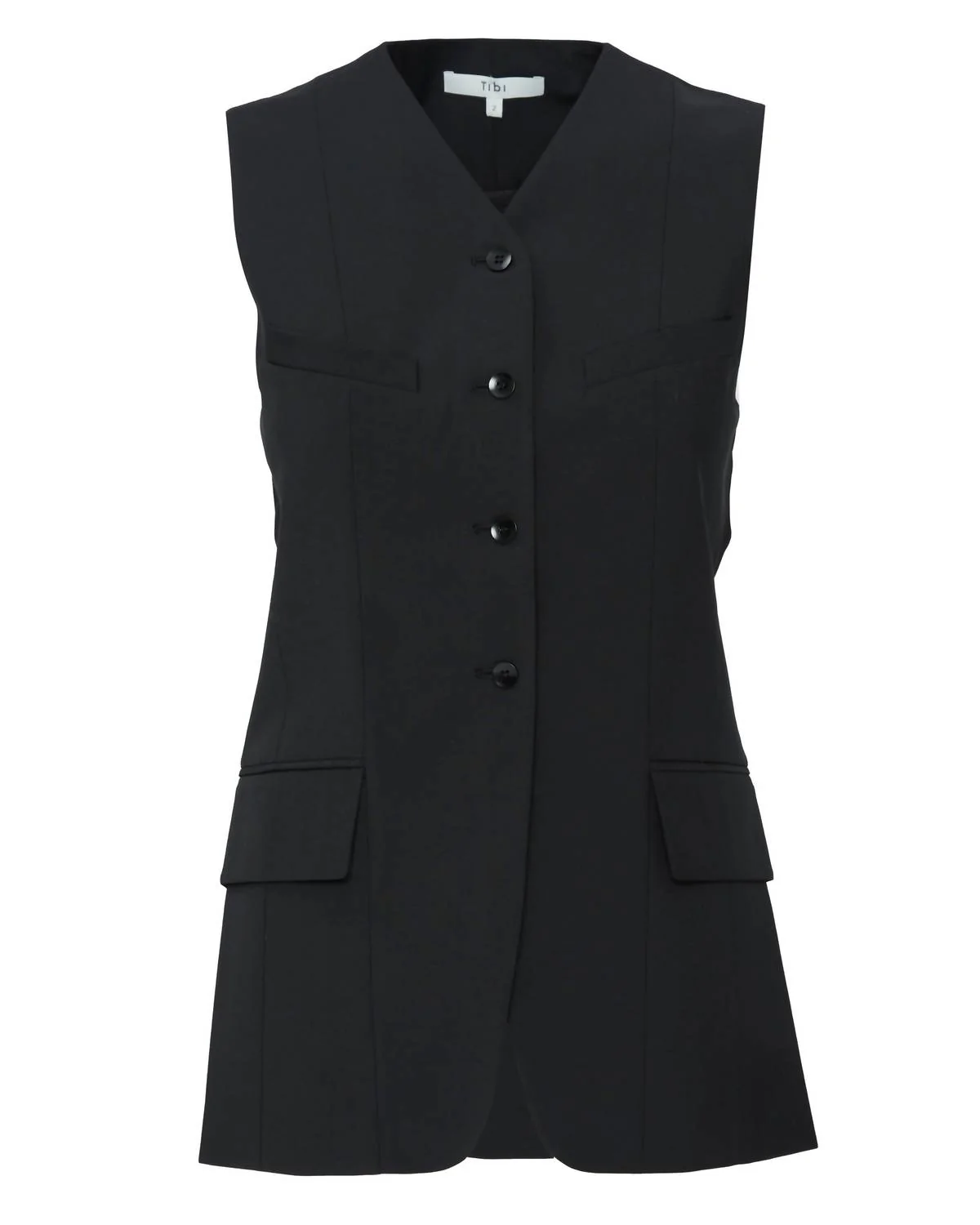 Recycled Tropical Wool Vest With Blousant Back In Black - Image 5