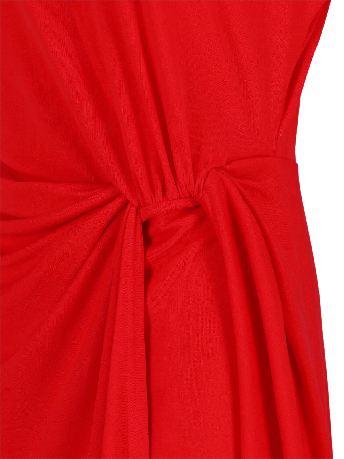 Red Gathered Detail Side Midi Dress - Image 3