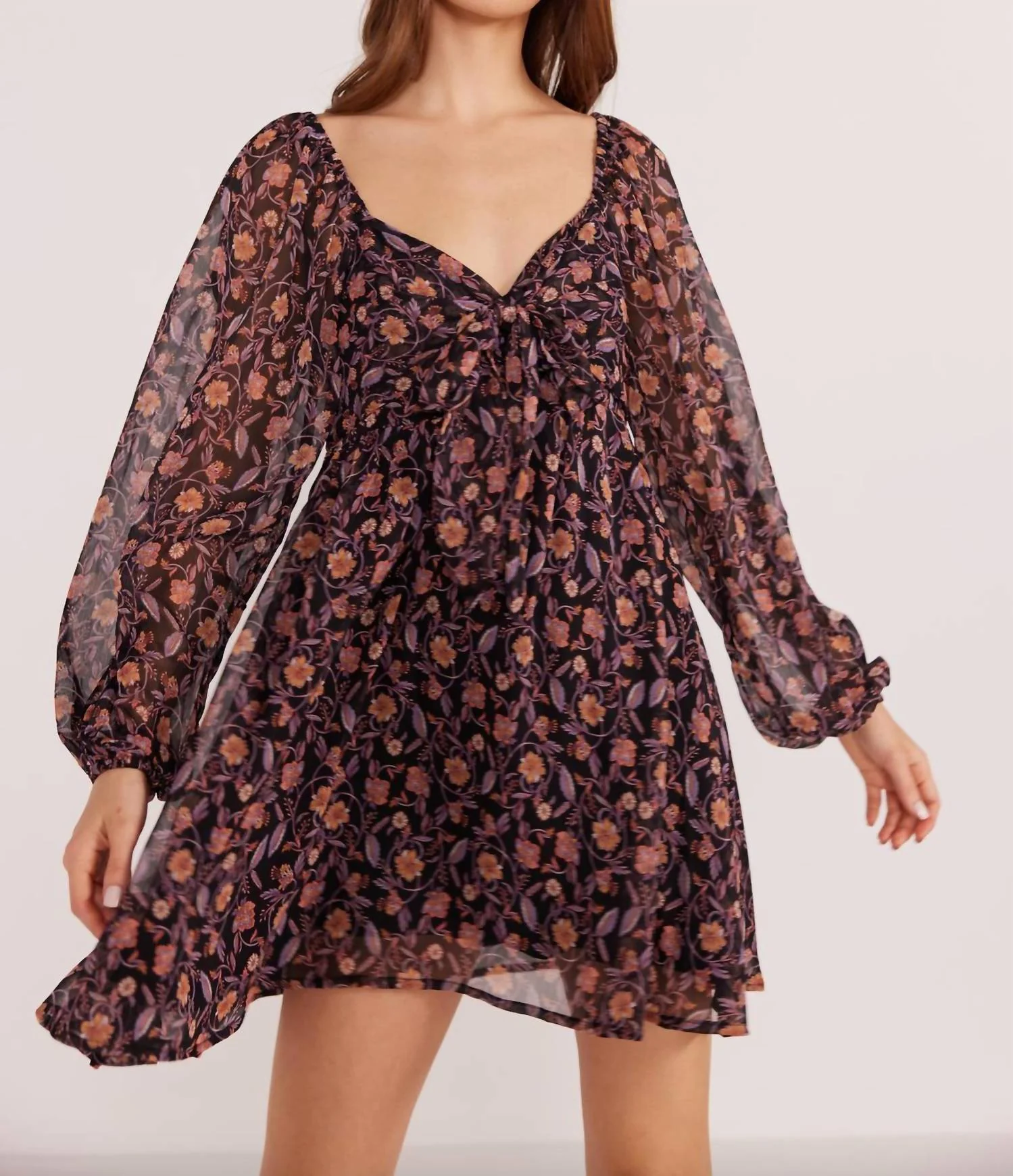 Regal Babydoll Mini Dress In Ditsy Floral - Image 4