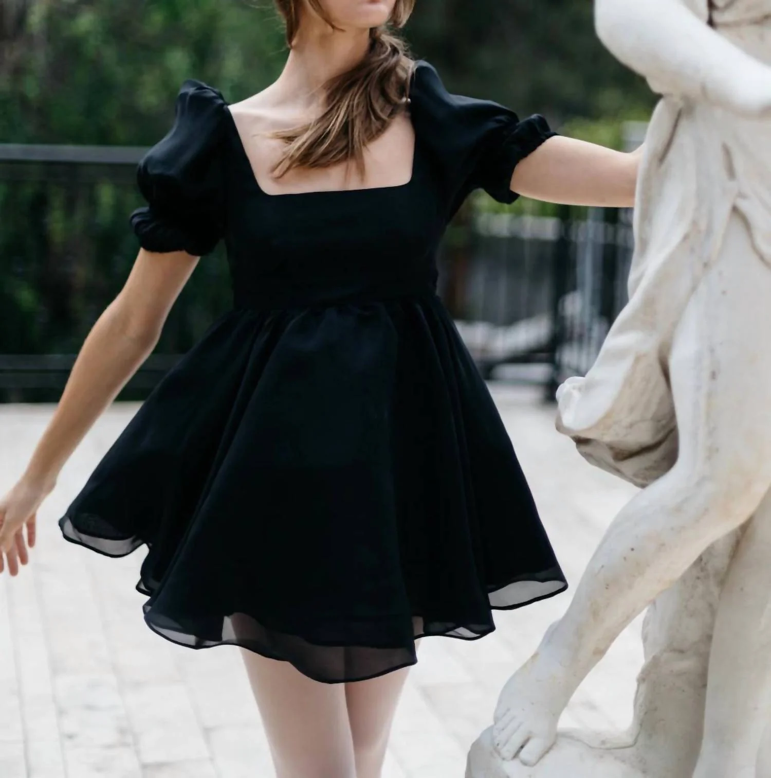 Regency Mini Dress In Black Shimmer - Image 3