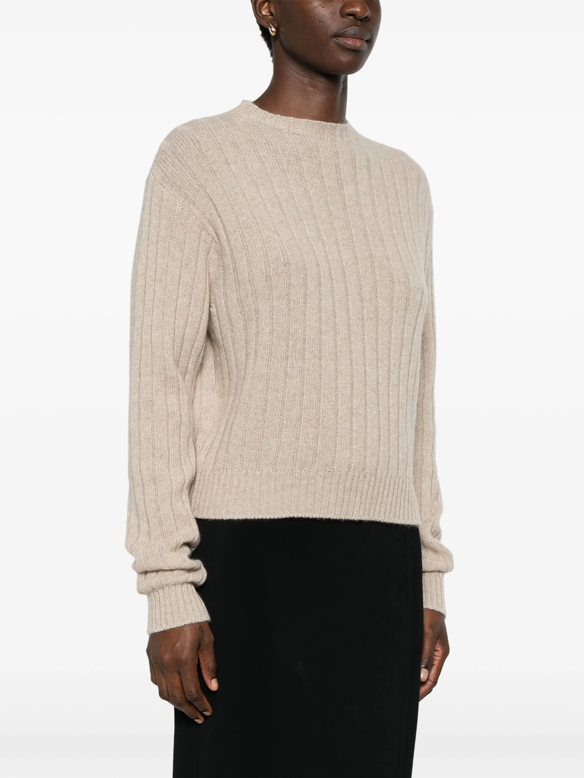 Regenerated Cashmere Cropped Ribbed Sweater - Image 3