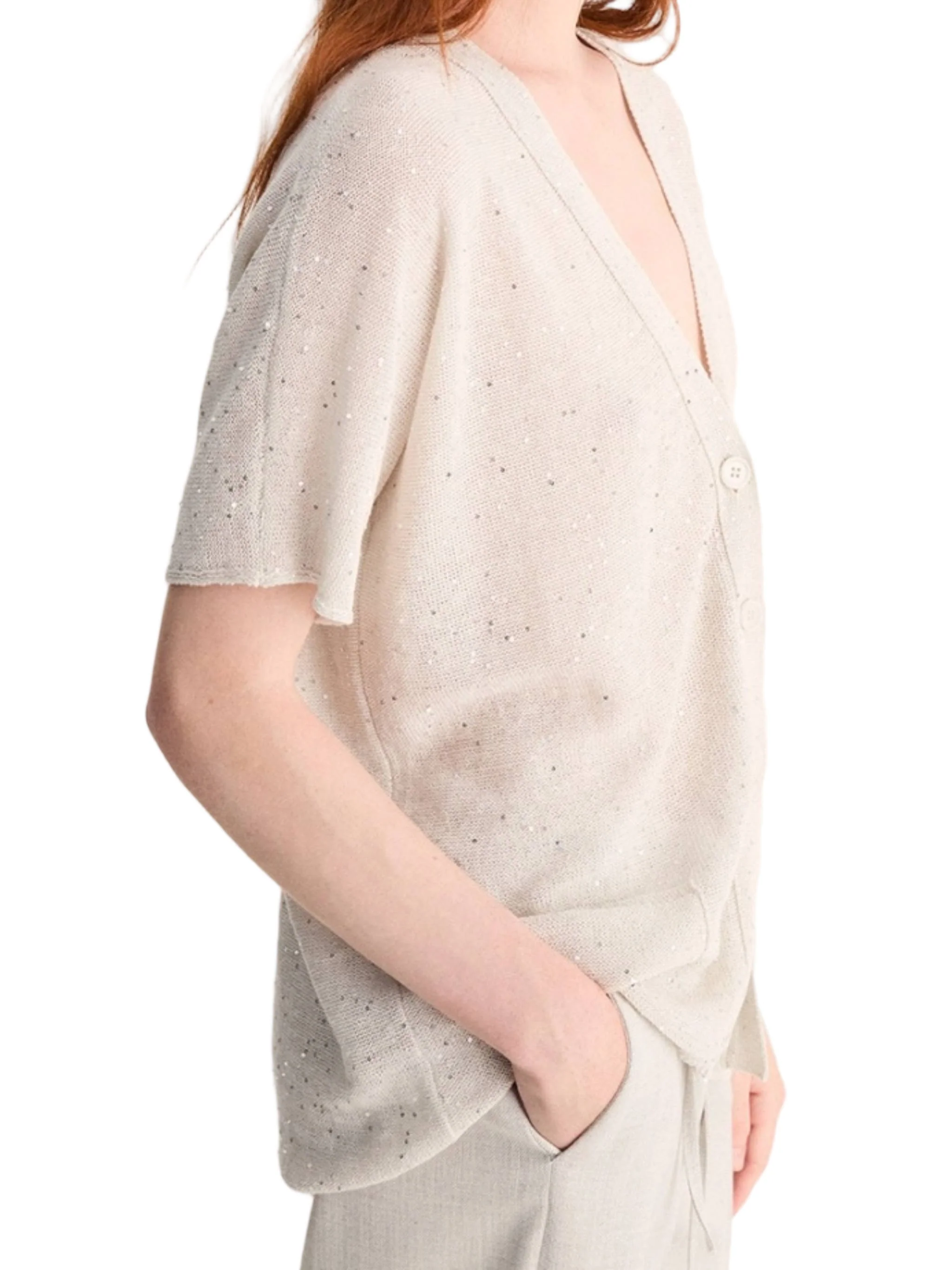 Relaxed-Fit V-Neck Textured Cardigan - Image 2