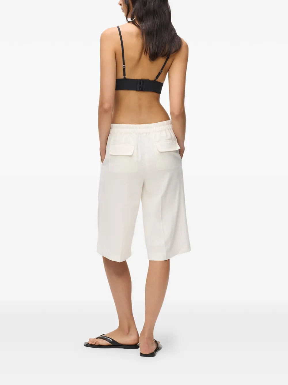 Relaxed Fit White Shorts with Elastic Waistband - Image 4