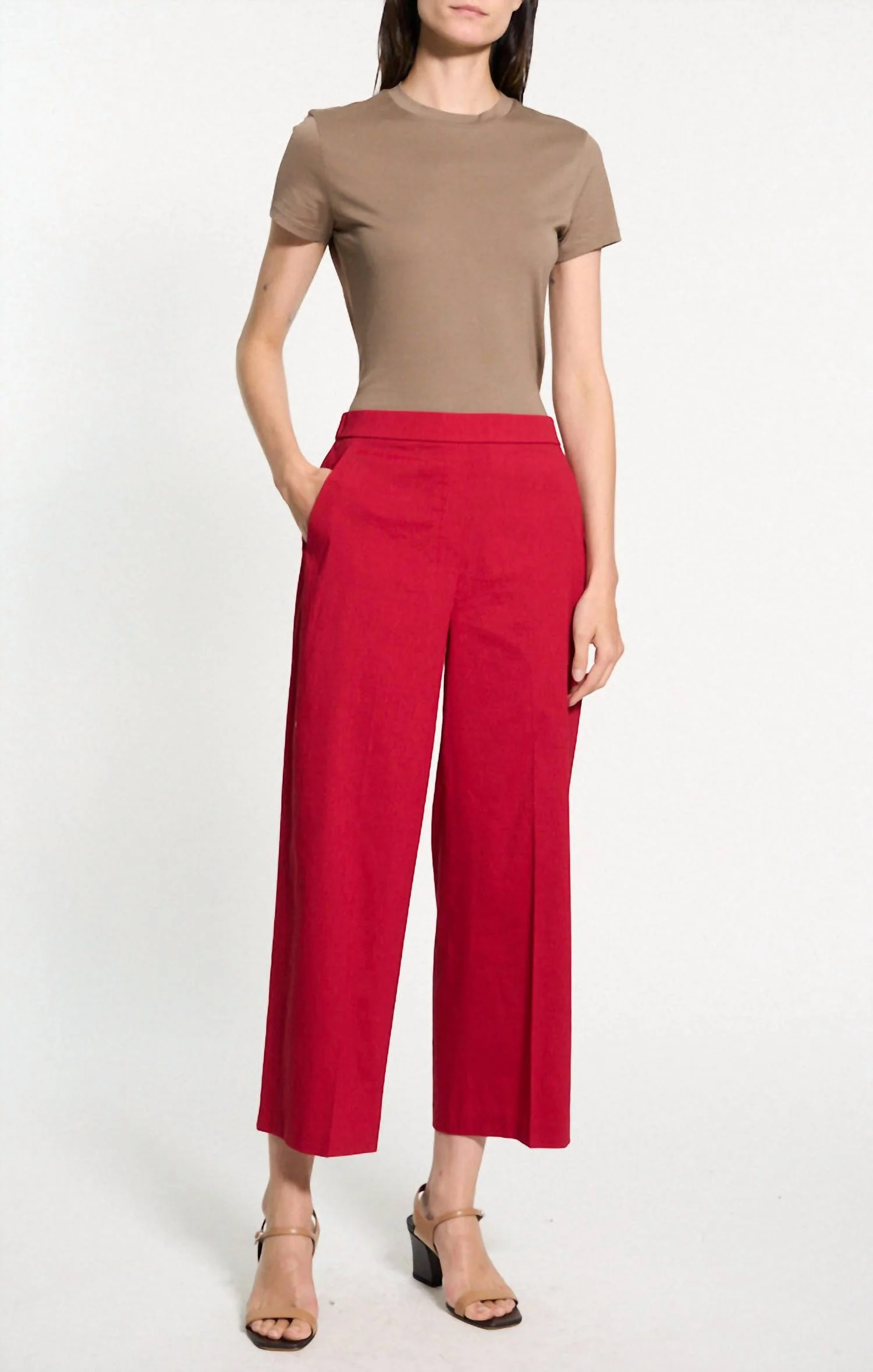 Relaxed Pull-On Pant In Good Linen Cherry - Image 3