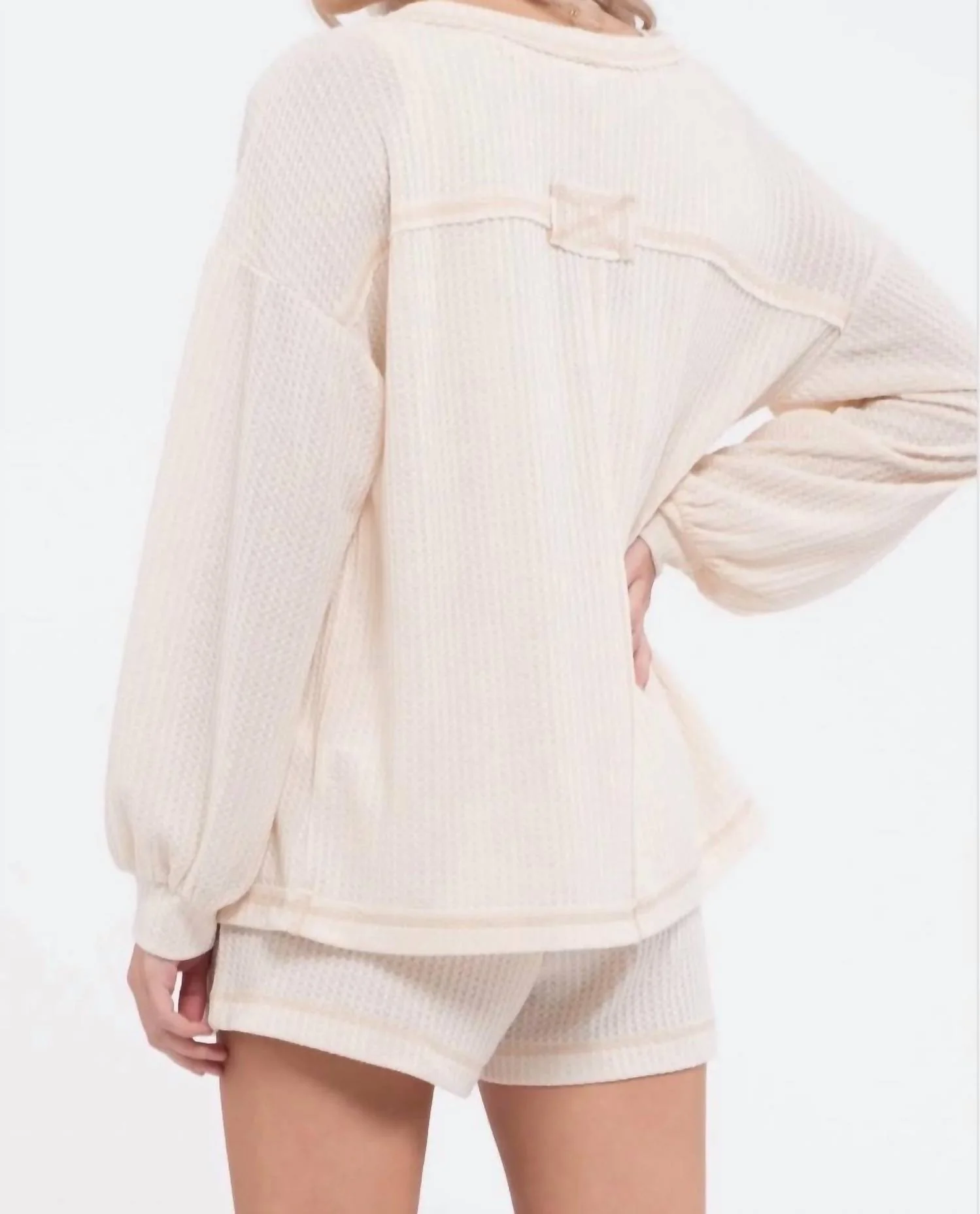 Reverse Stitched Open Front Cardigan In Cream - Image 2