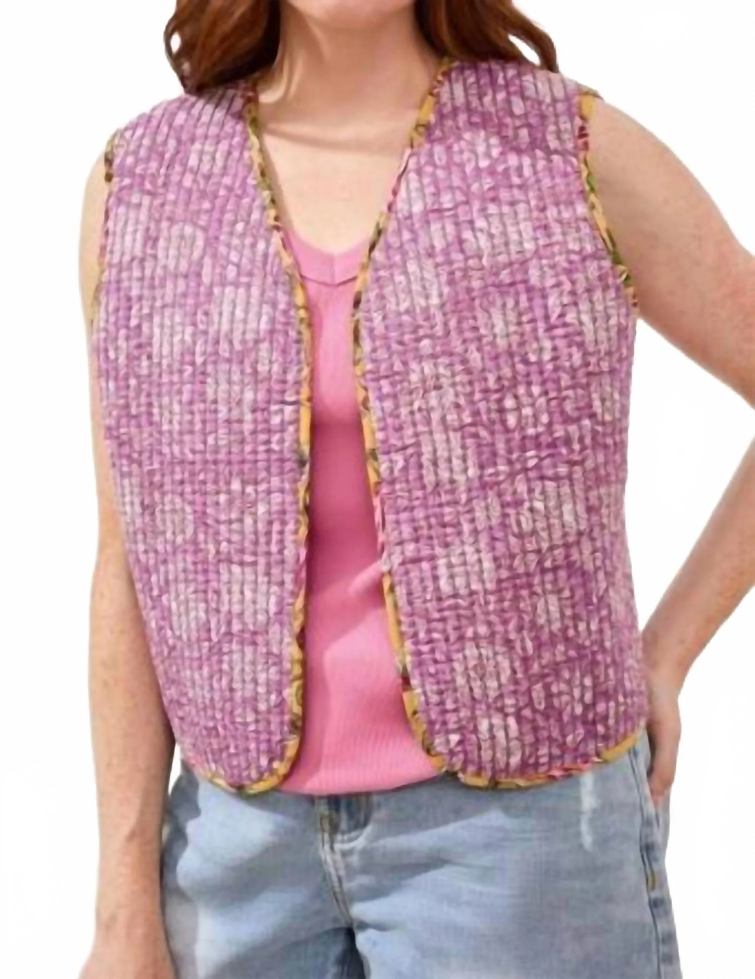 Reversible Combo Print Vest In Rosesilk - Image 3