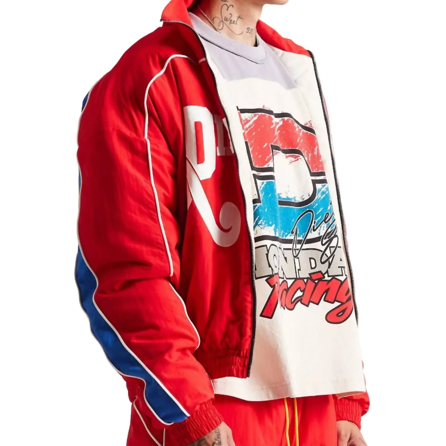 Reverso Zip Nylon Jacket In Red - Image 3