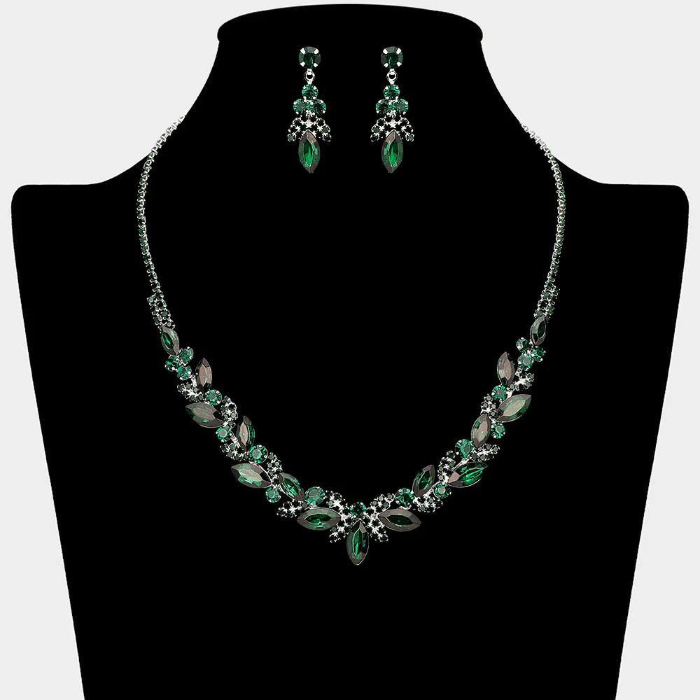 Rhinestone Paved Marquise Pendant Necklace - Image 5
