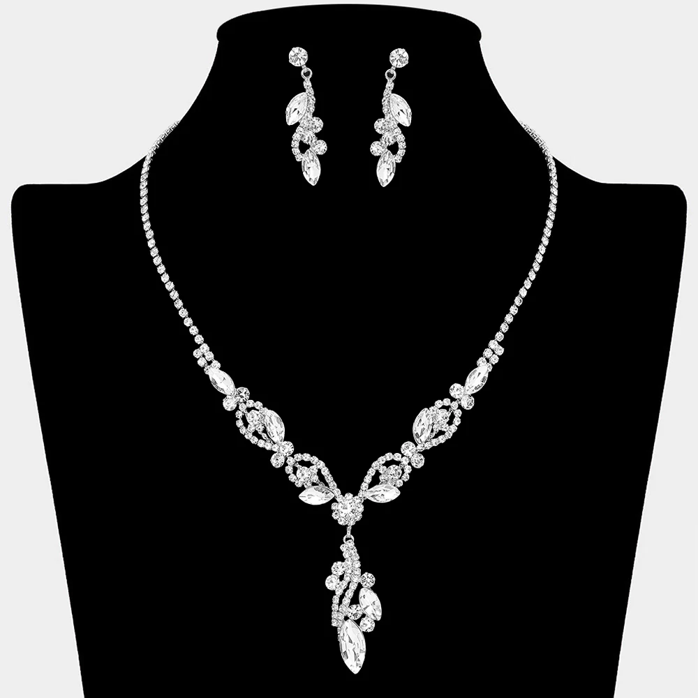 Rhinestone Paved Marquise Pendant Necklace - Image 8