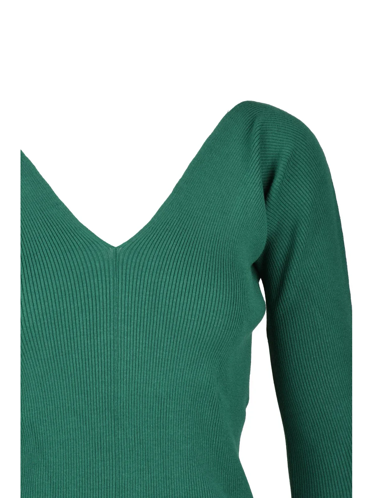 Ribbed Deep V-Neck Underlayer Top with Three-Quarter Sleeves - Image 3