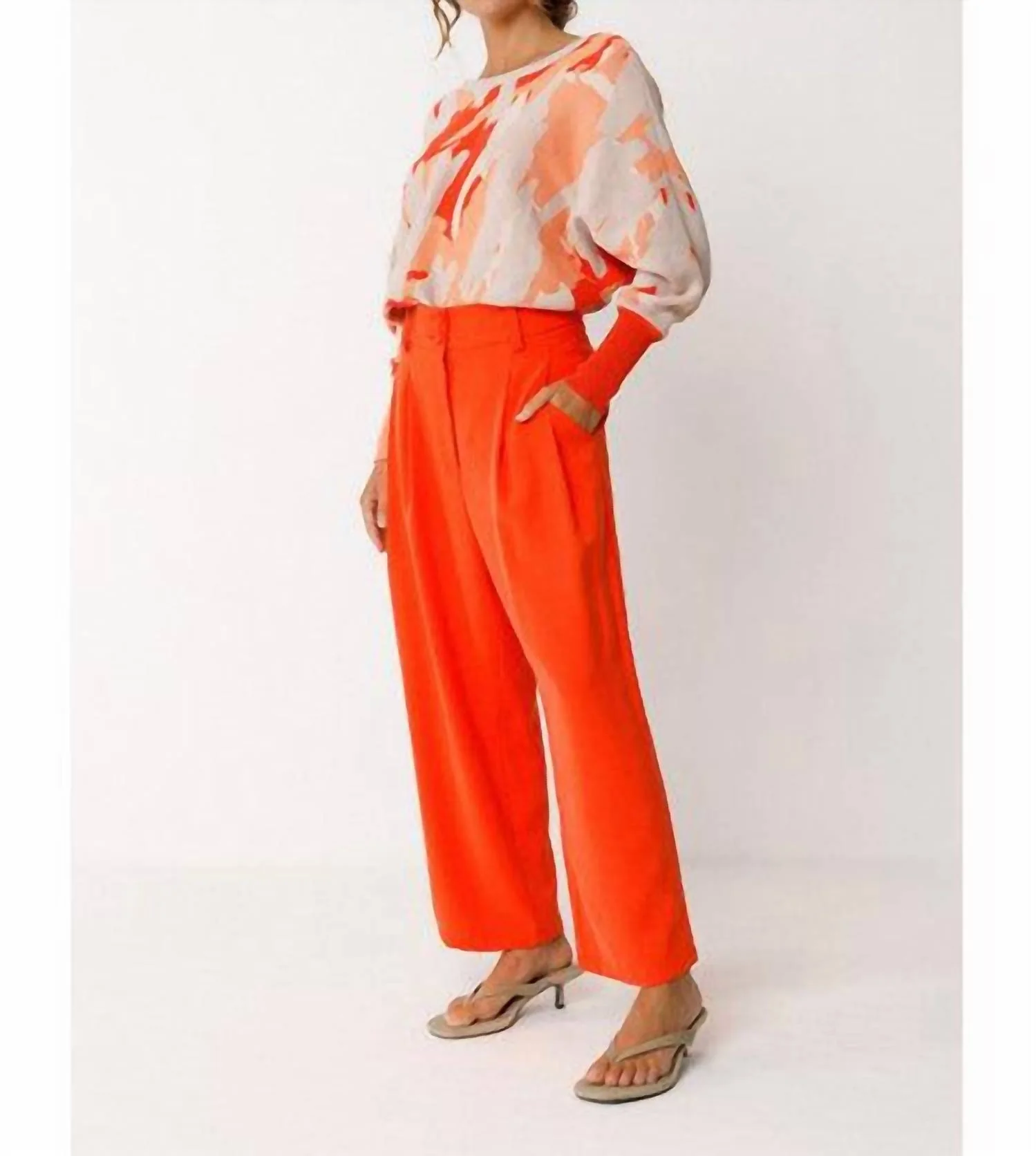 Ribbed Knit Sweater In Orange Multi - Image 4