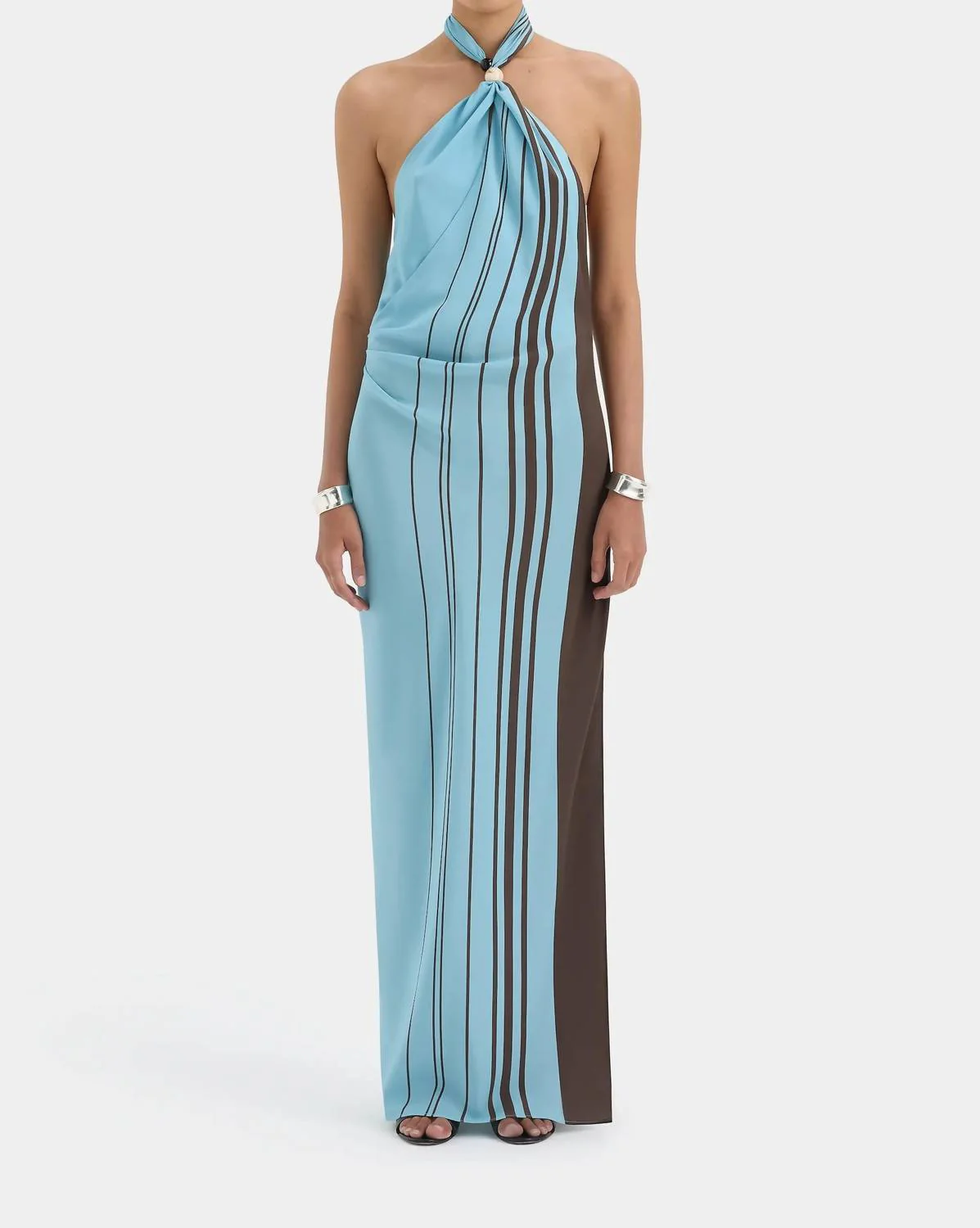 Rioja Halter Scarf Maxi Dress In Pacha Mineral Stripe
