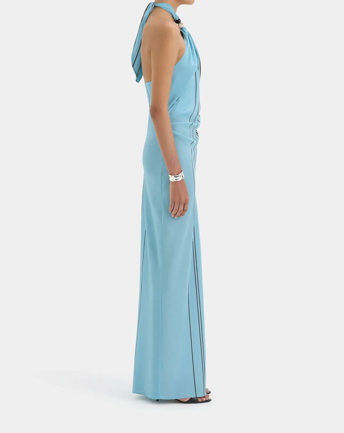 Rioja Halter Scarf Maxi Dress In Pacha Mineral Stripe - Image 2