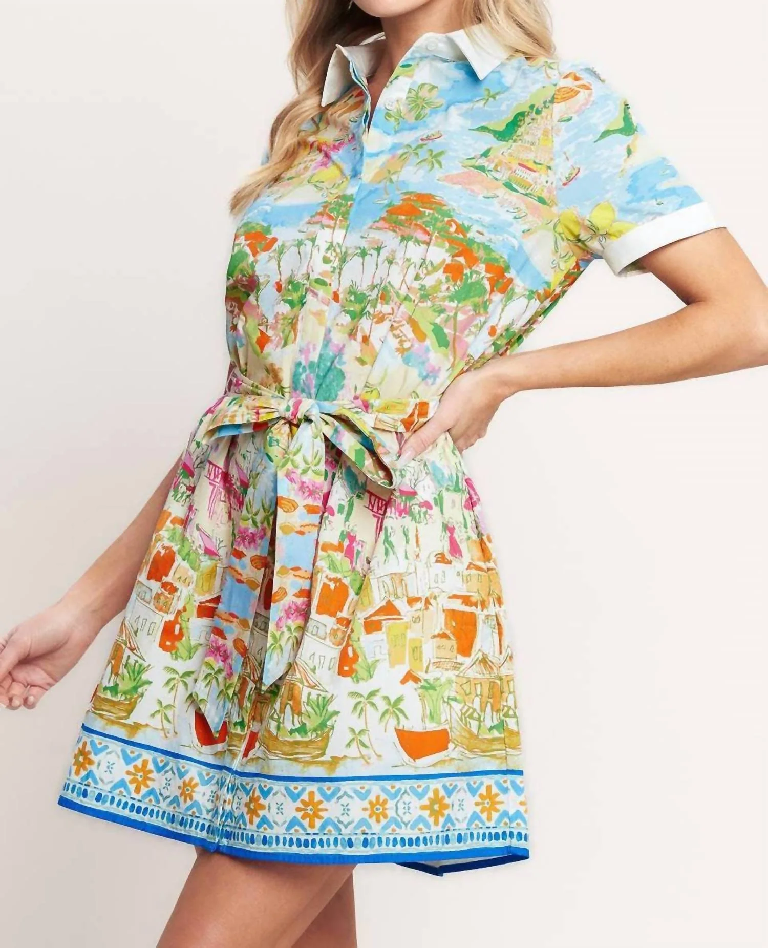 Riviera Postcard Dress In Multi - Image 2