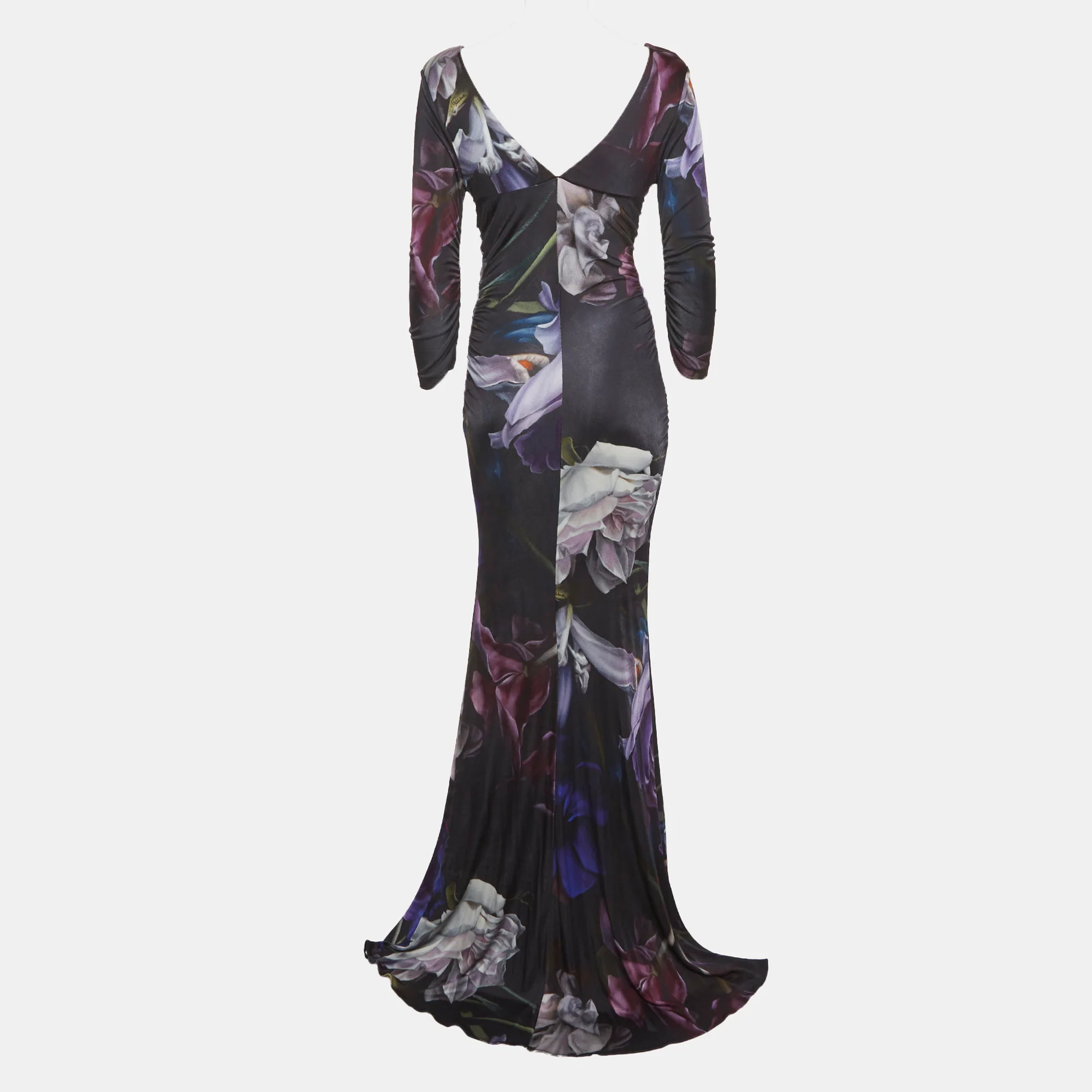 Roberto Cavalli Black Floral Print Jersey Maxi Dress - Image 3