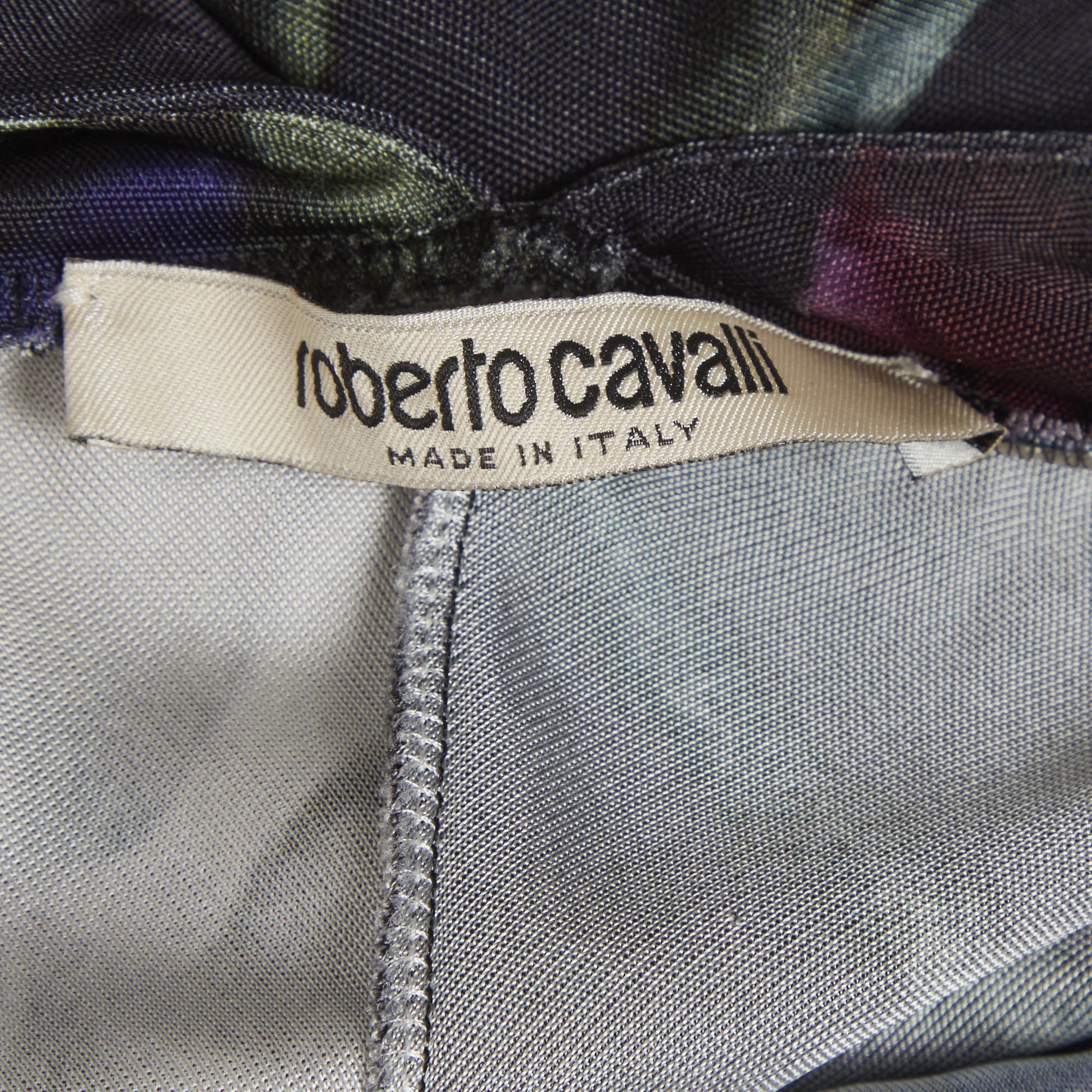 Roberto Cavalli Black Floral Print Jersey Maxi Dress - Image 4