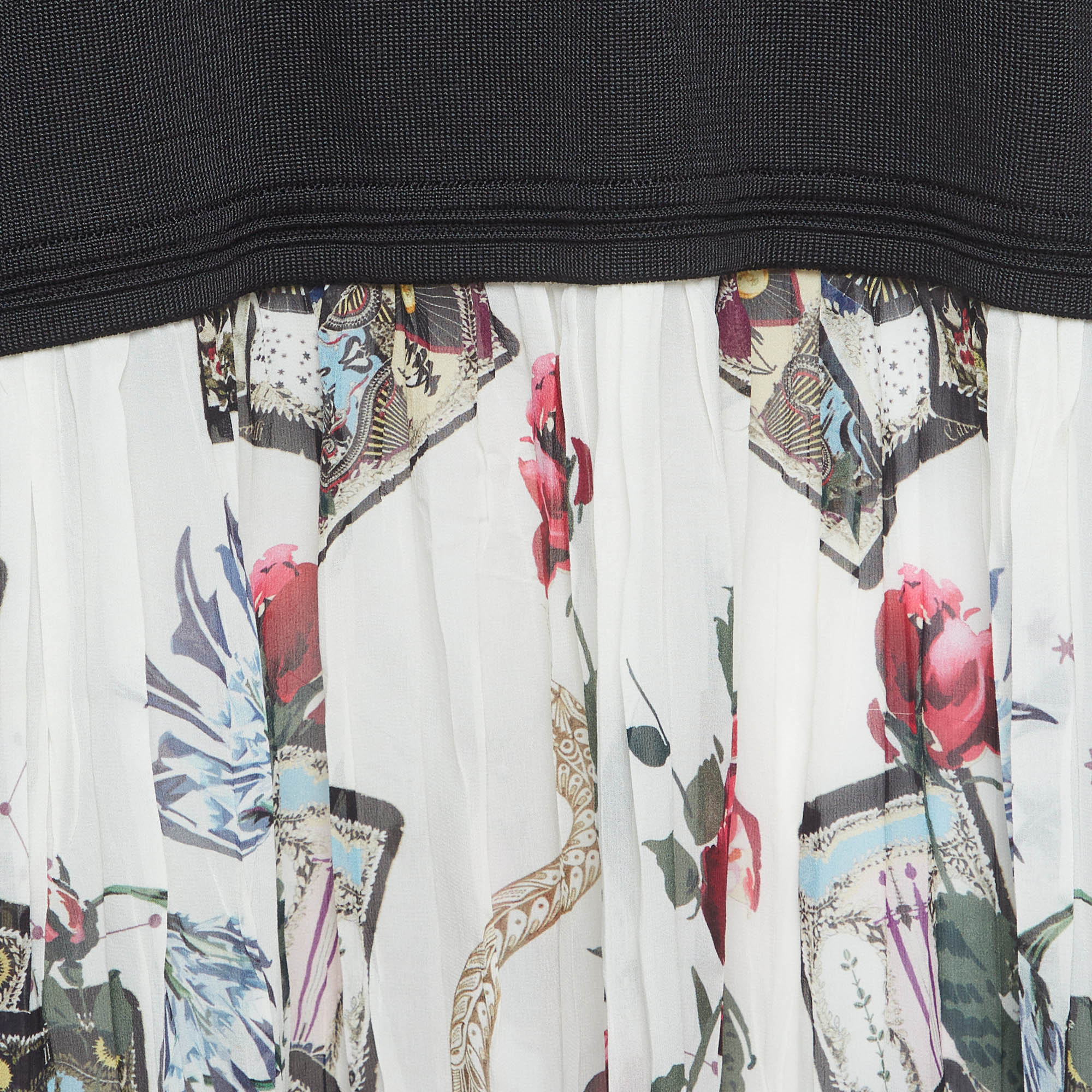 Roberto Cavalli Black Knit And Plisse Silk Mini Dress - Image 4