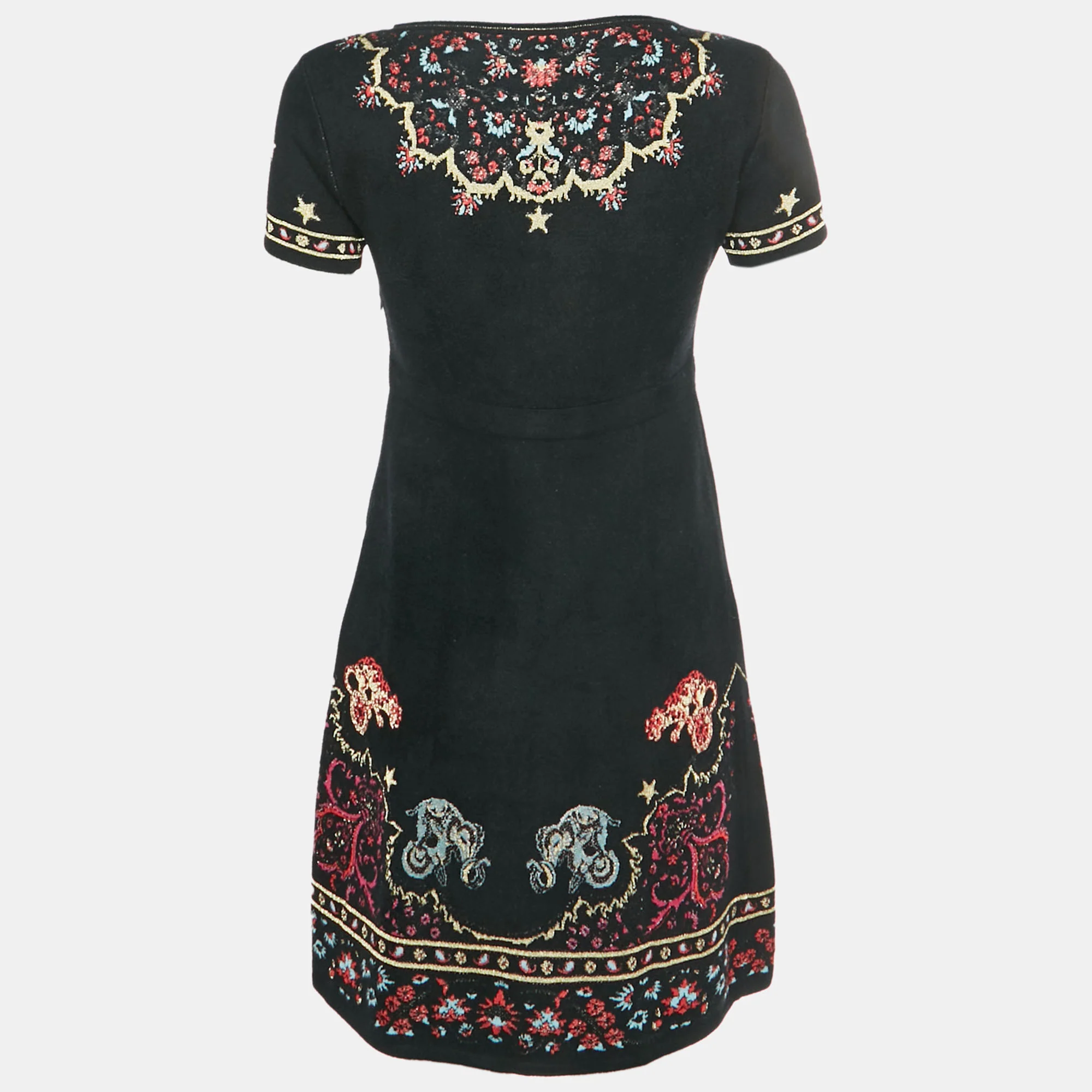 Roberto Cavalli Black Velvet Knit Crewneck Mini Dress - Image 3